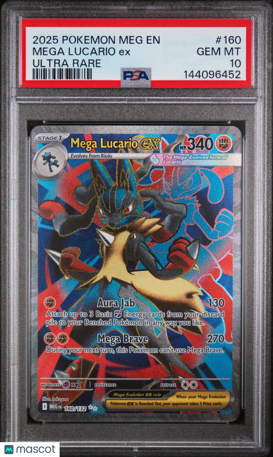 2025 Pokemon Mega Evolution Mega Lucario EX #160 Ultra Rare PSA 10 GEM MINT - Graded TCG/CCG