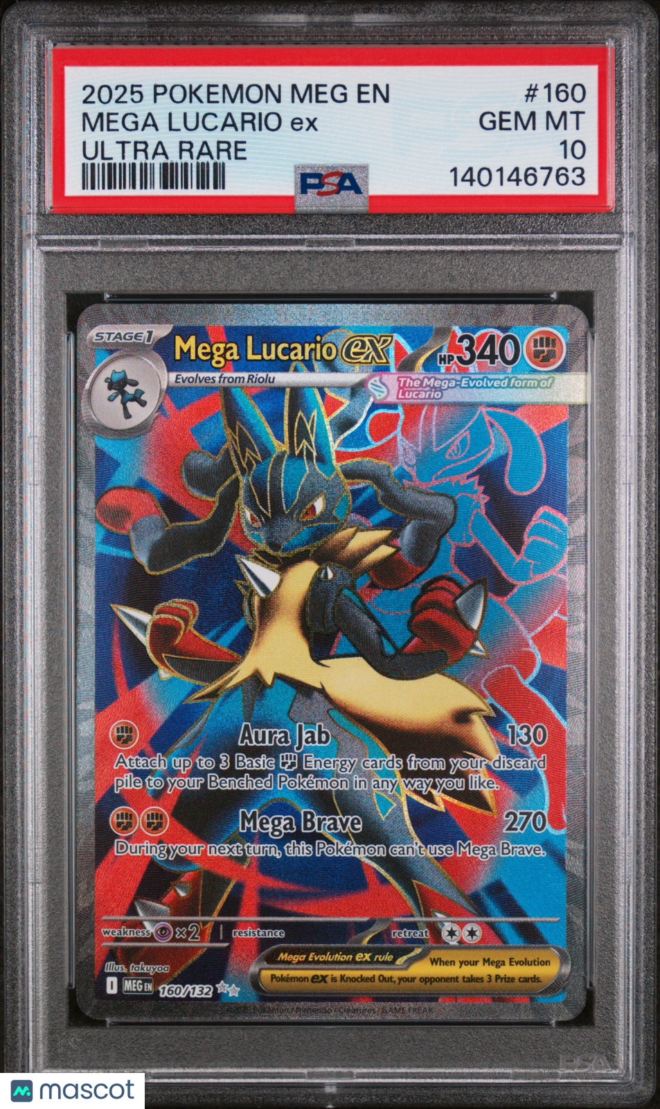 2025 Pokemon Mega Evolution Mega Lucario EX #160 Ultra Rare PSA 10 GEM MINT - Graded TCG/CCG