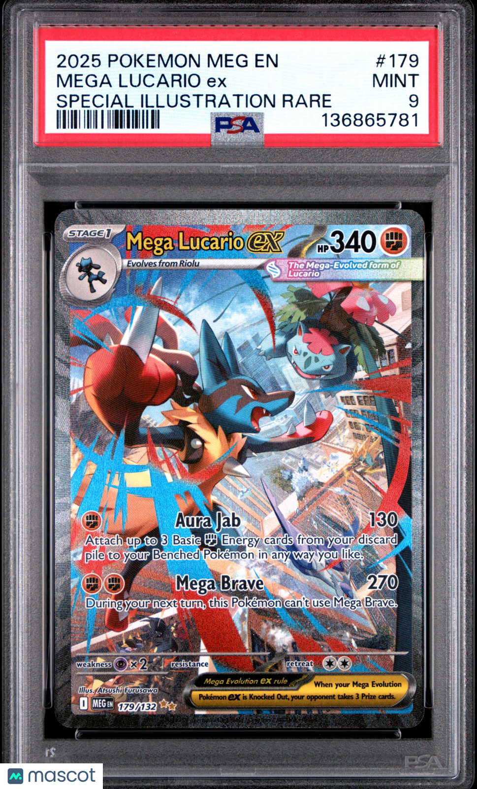 2025 Pokemon Mega Evolution Mega Lucario EX #179 Special Illustration Rare PSA 9 - Graded TCG/CCG
