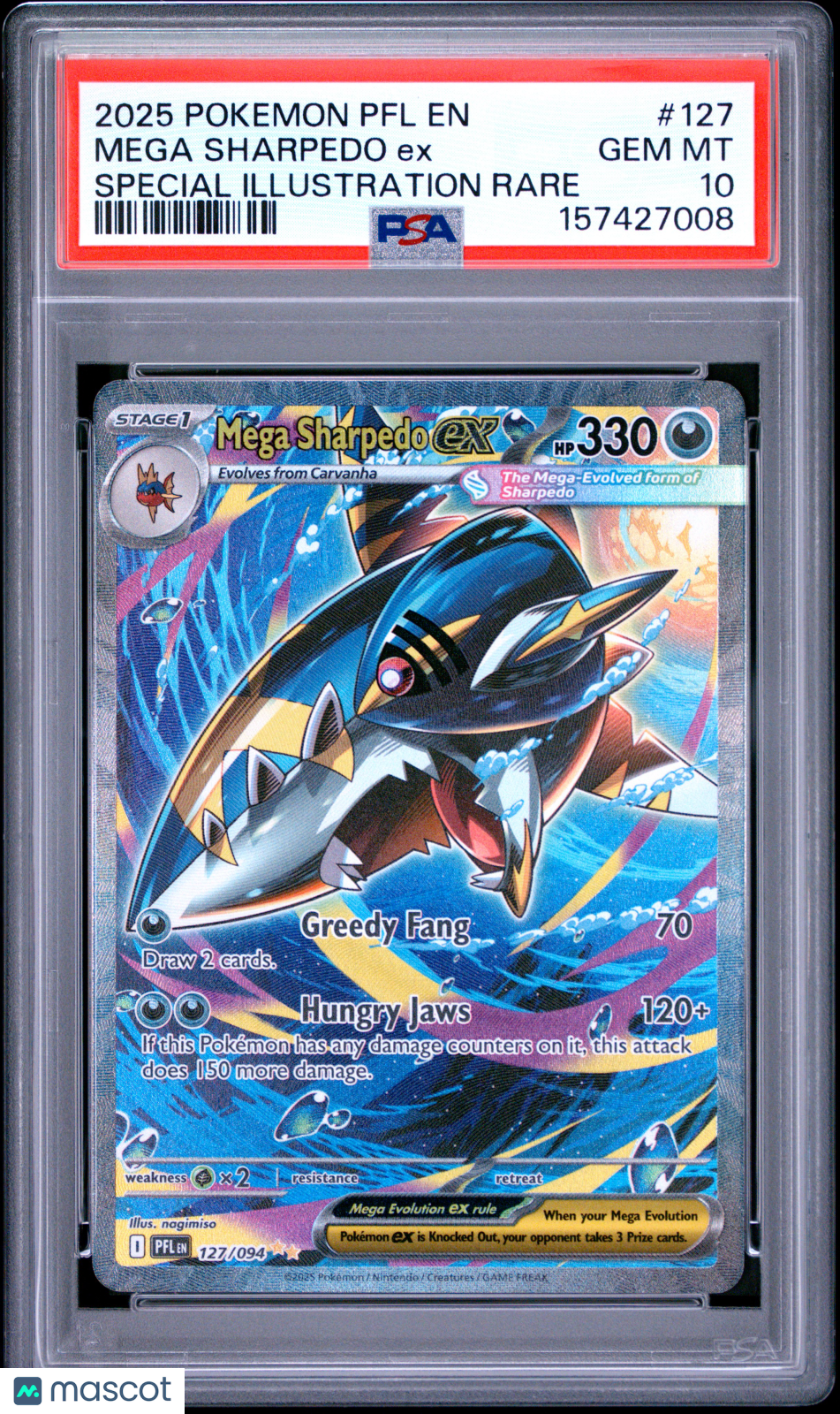 2025 Pokemon Phantasmal Flames Mega Sharpedo EX #127 SIR PSA 10 GEM MINT - Graded TCG/CCG