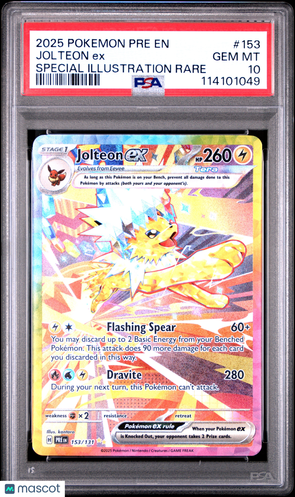 2025 Pokemon Pre EN Jolteon EX #153 Special Illustration Rare PSA 10 - Graded TCG/CCG