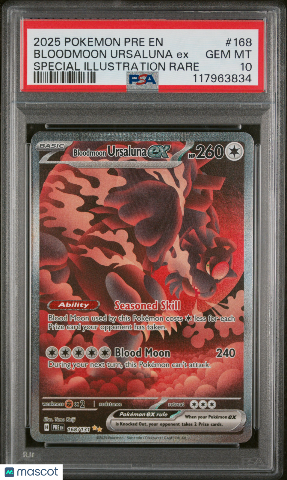 2025 Pokemon Prismatic Evolutions Bloodmoon Ursaluna EX #168 SIR PSA 10 GEM MINT - Graded TCG/CCG