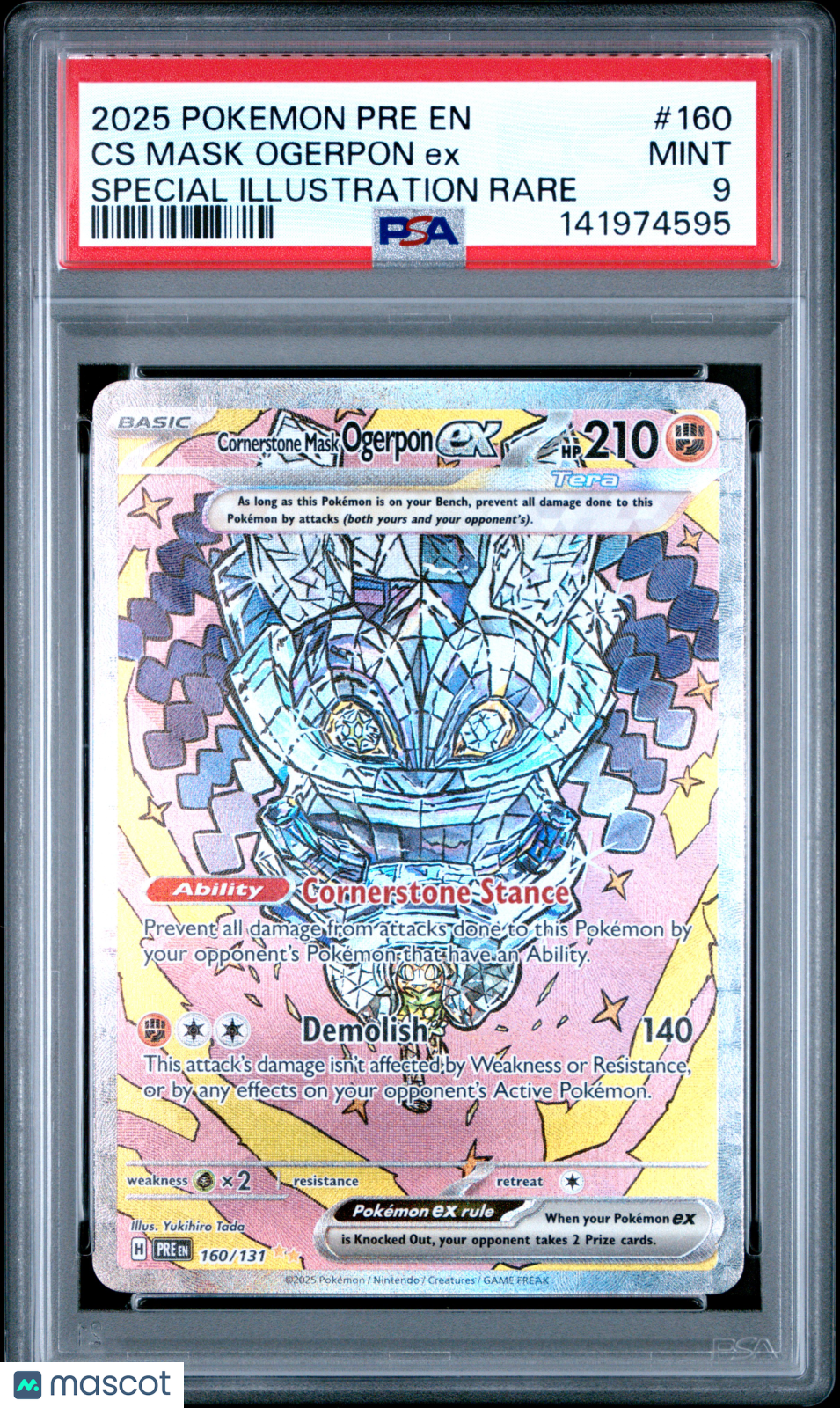 2025 Pokemon Prismatic Evolutions CornerStone Mask Ogerpon EX #160 SIR PSA 9 - Graded TCG/CCG