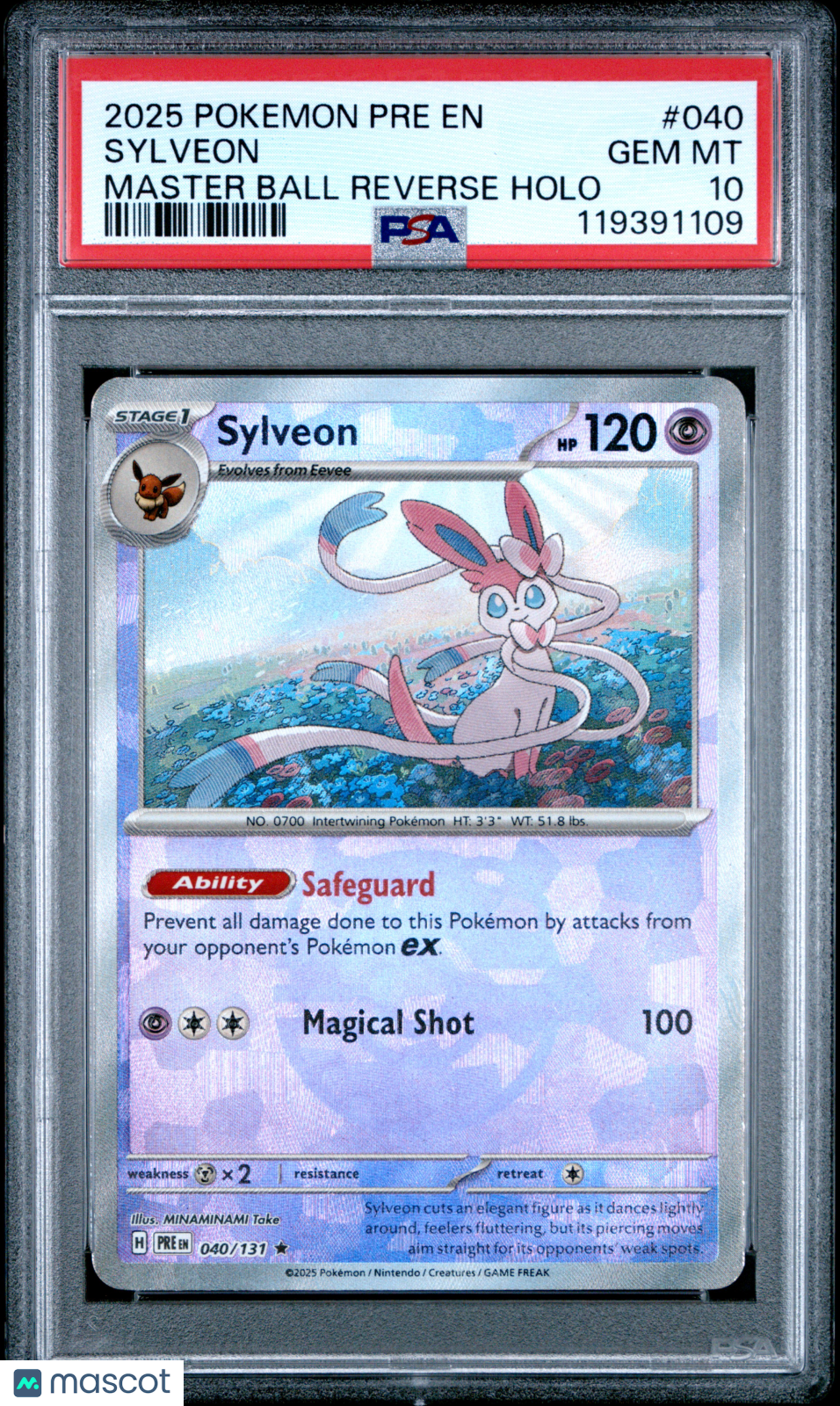 2025 Pokemon Prismatic Evolutions Sylveon #040 Master Ball Reverse Holo PSA 10 - Graded TCG/CCG