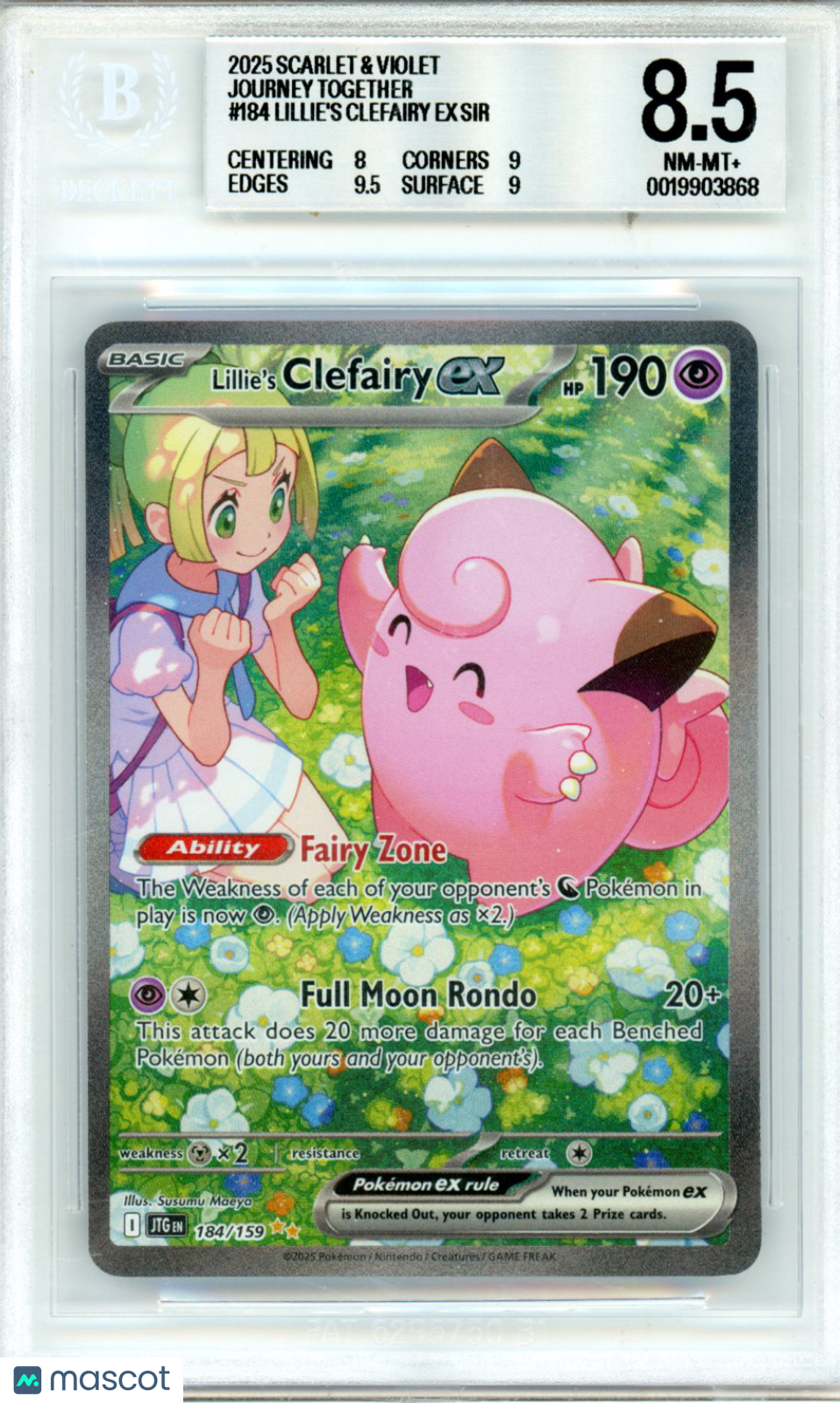2025 Pokemon SV Journey Together Lillie’s Clefairy ex SIR #184 BGS 8.5 - Graded TCG/CCG