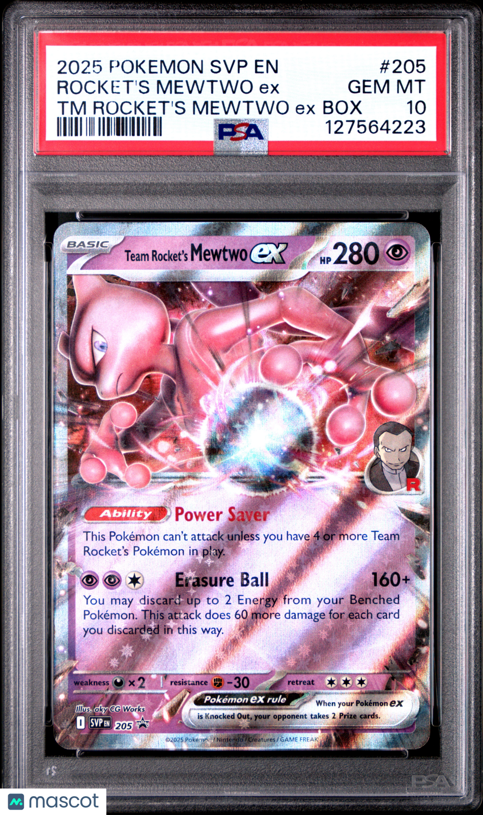 2025 Pokemon SV Promo Rocket’s Mewtwo EX #205 Rocket’s Mewtwo EX Box PSA 10 - Graded TCG/CCG