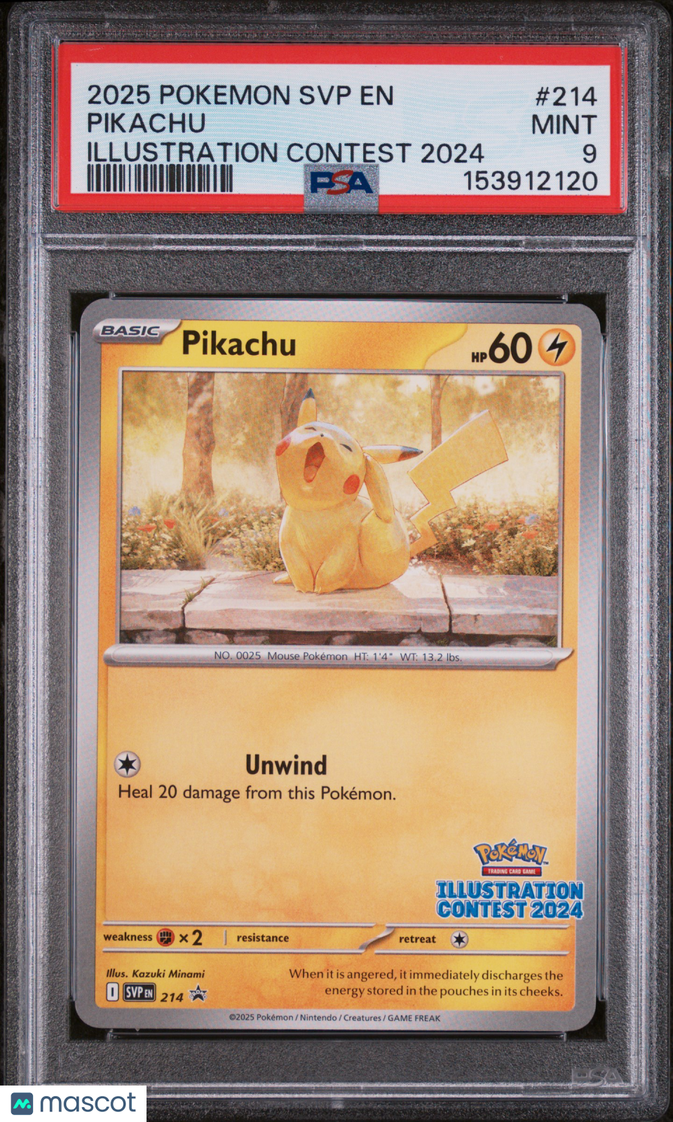 2025 Pokemon SVP EN-SV Black Star Promo Pikachu Illustration Contest 2024 PSA 9 - Graded TCG/CCG