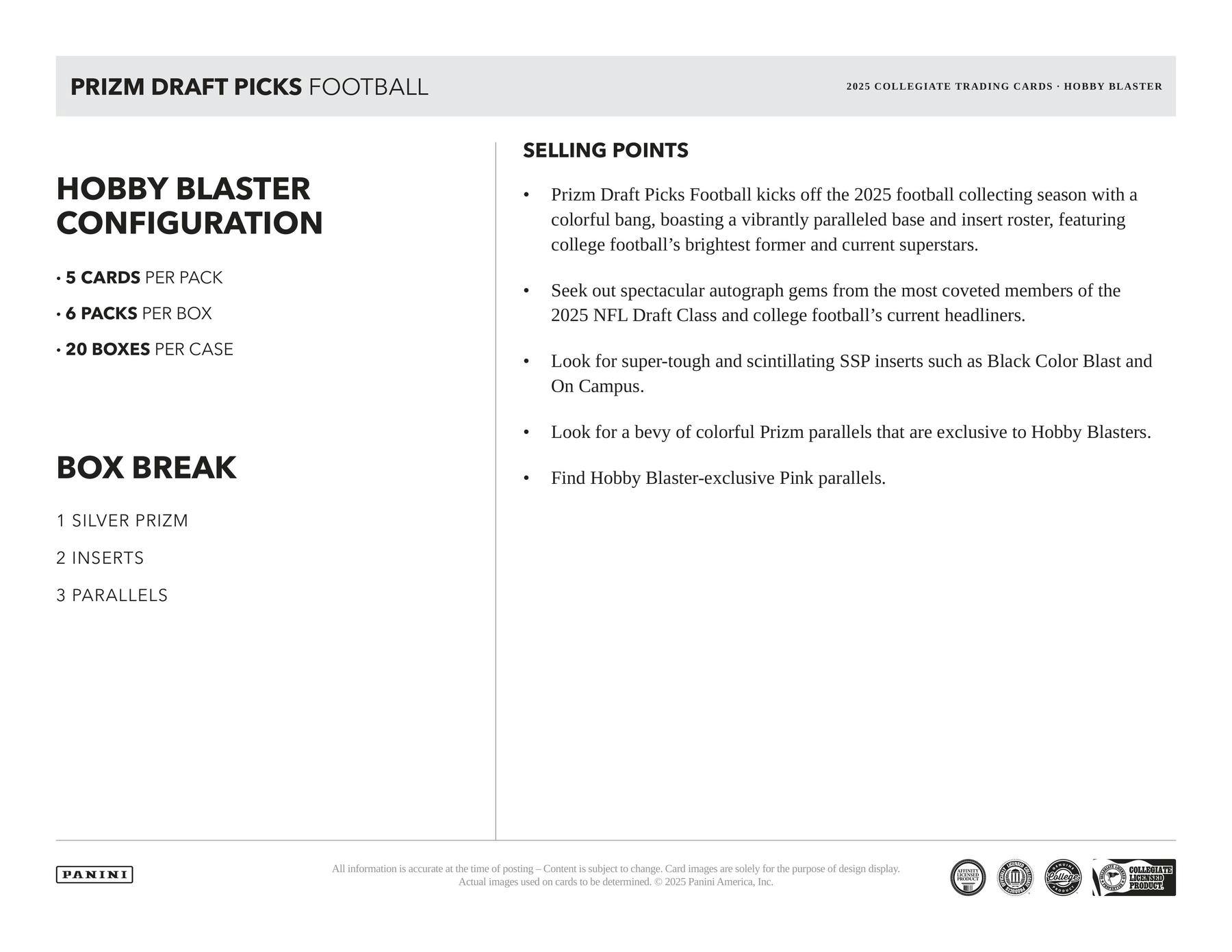 2025 Prizm Draft Picks Football Hobby Blaster Box (Neon Pink & Silver Insert) Black Color Blast? - NFL Hobby Box