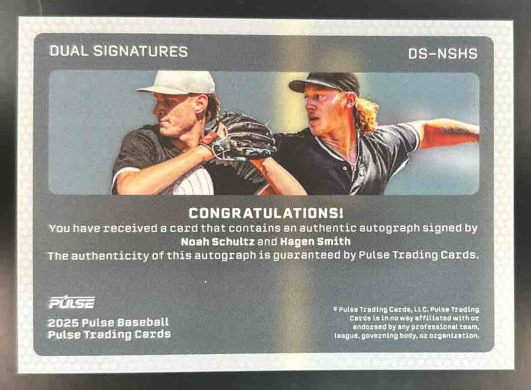2025 Pulse Hagen Smith Noah Schultz Prospect Dual Auto 01/10 - Sports Cards