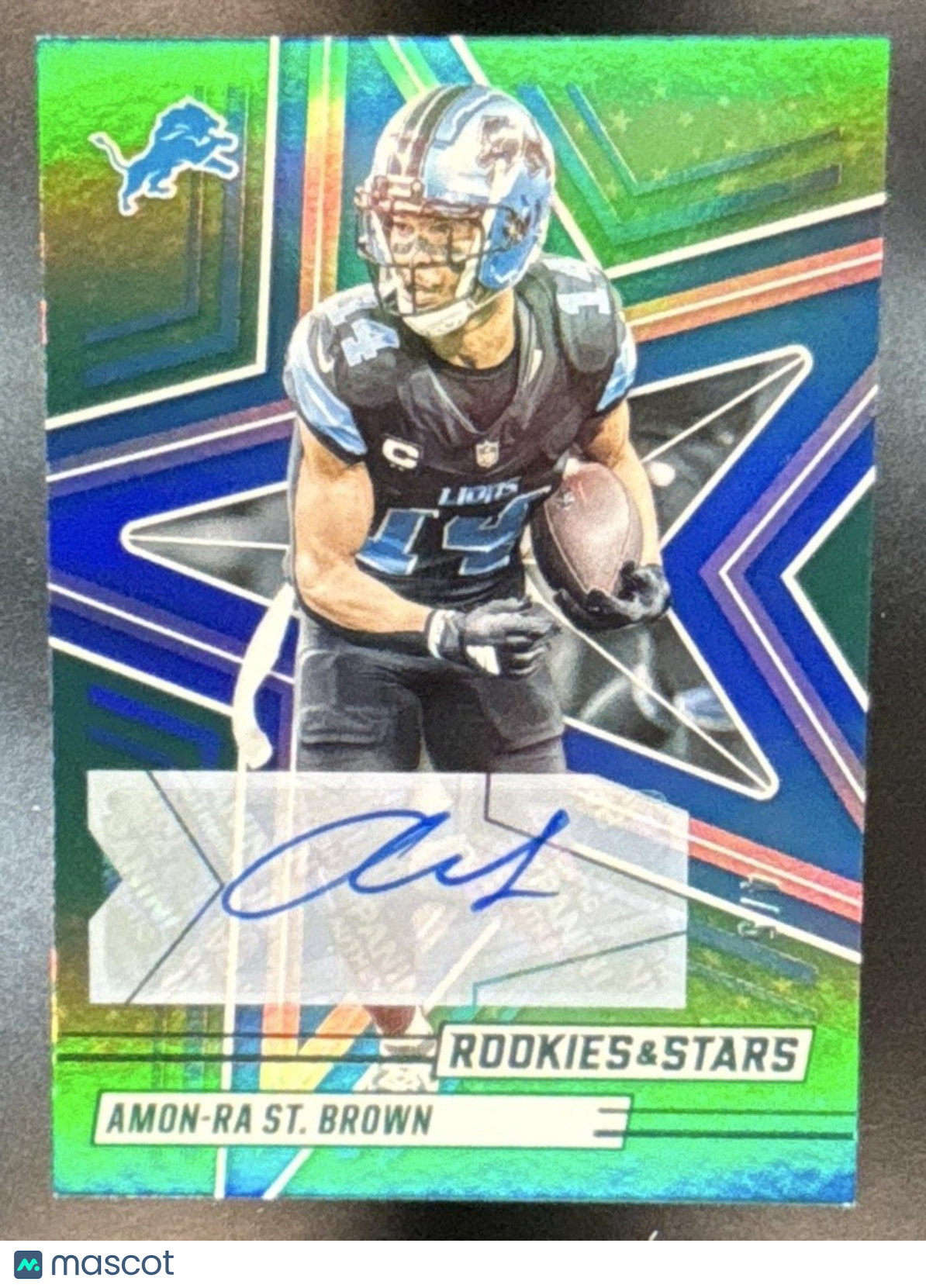2025 Rookies & Stars Amon-Ra St. Brown Signatures Green /5 #69 Auto Detroit Lion - Sports Cards