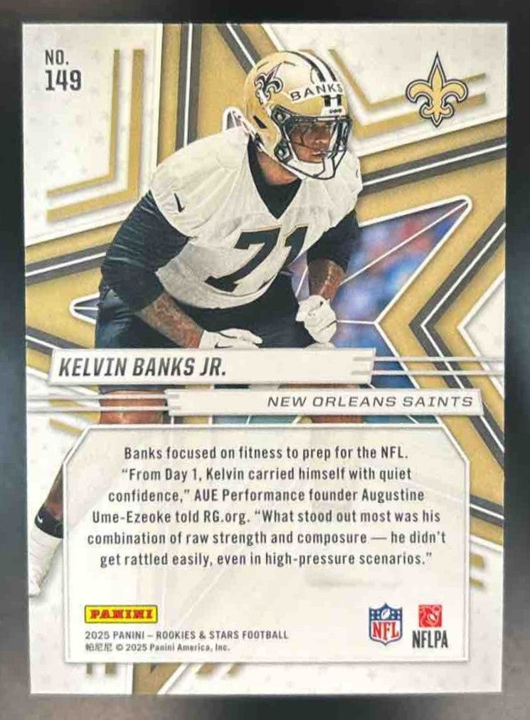 2025 Rookies & Stars Kelvin Banks Jr.Purple /999 #149 RC New Orleans Saints - Sports Cards