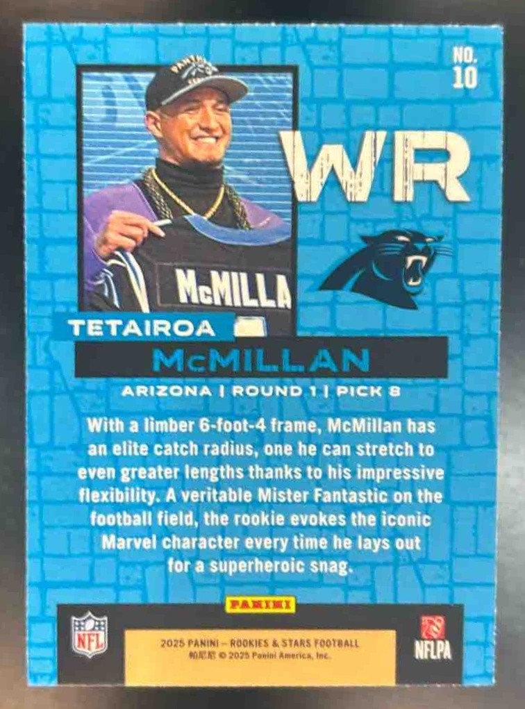 2025 Rookies & Stars Tetairoa McMillan Draft Class #10 RC Carolina Panthers - Sports Cards