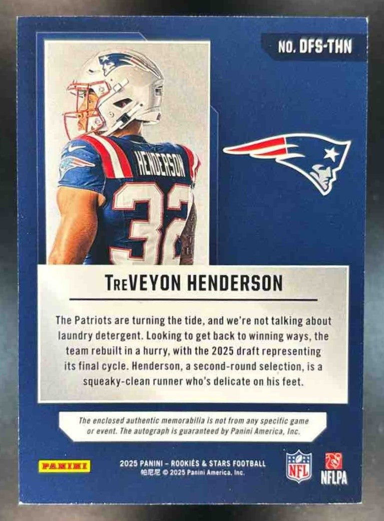 2025 Rookies & Stars TreVeyon Henderson Dress for Success Patch Auto /25 RC - Sports Cards