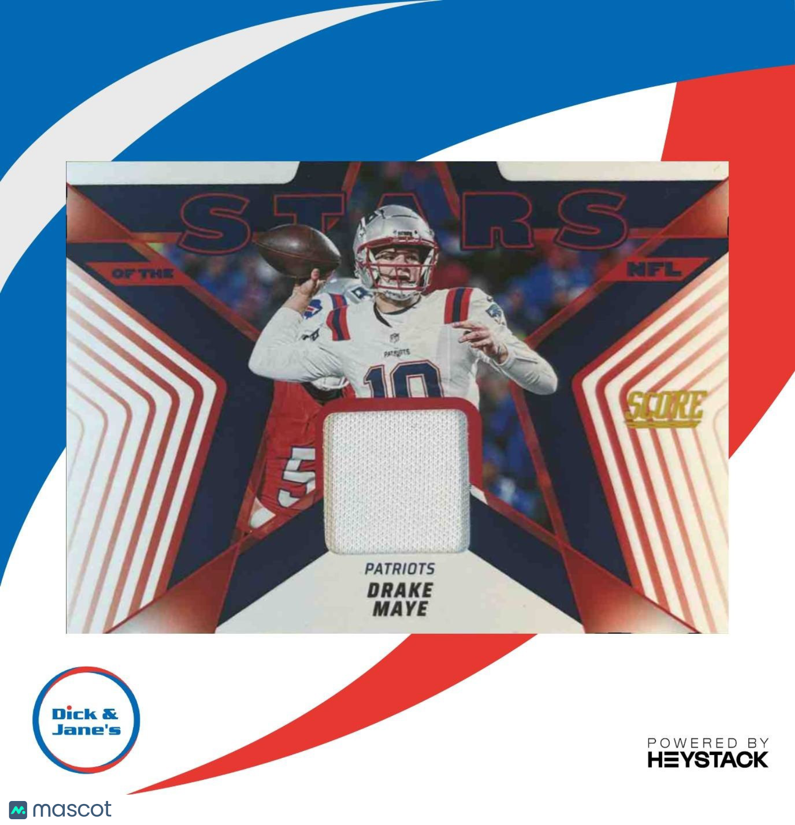 2025 Score Drake Maye Stars of the NFL Jersey #SNJ-DMY MEM New England Patriots - Sports Cards