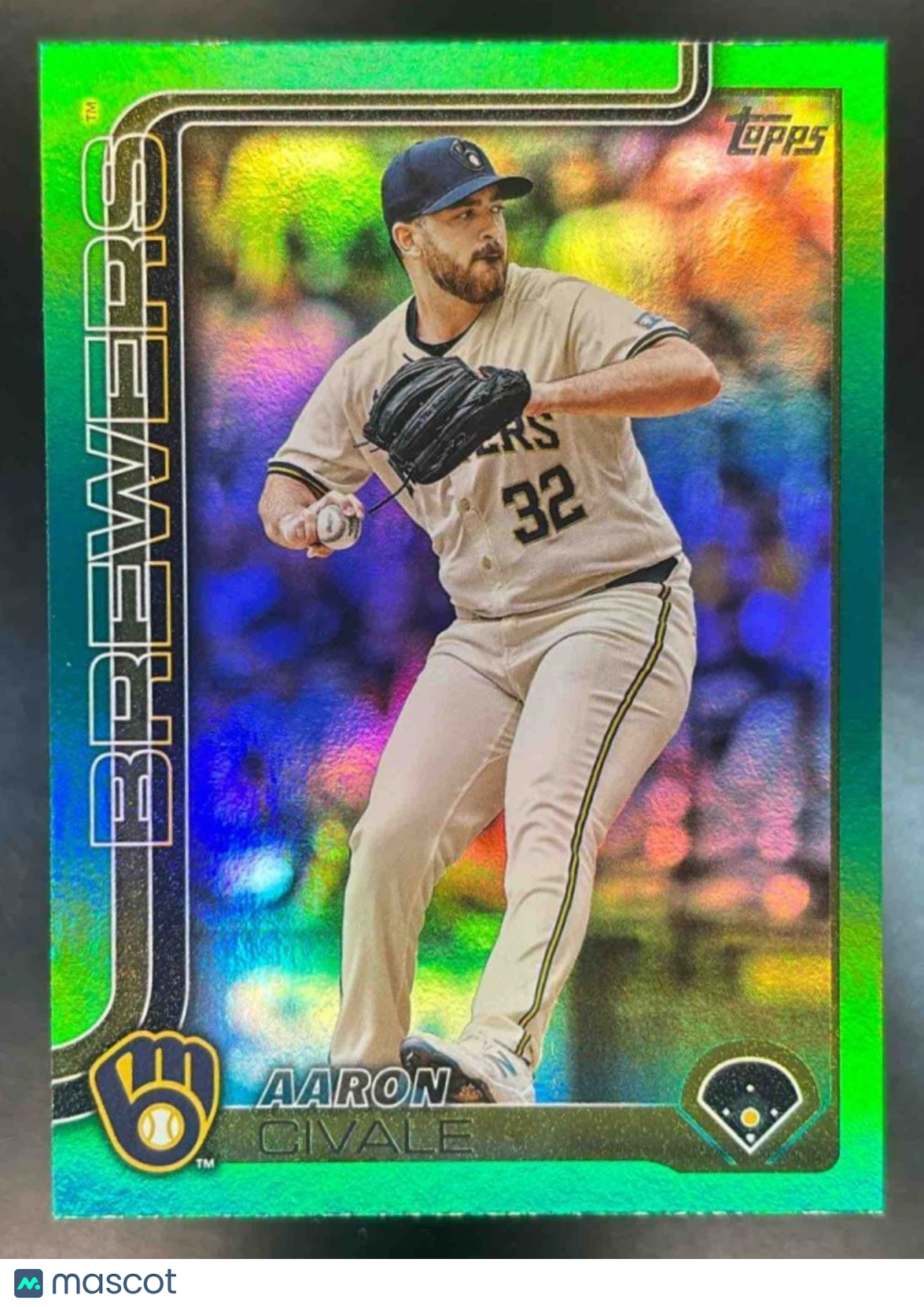 2025 Topps Aaron Civale Green Holo Foil /99 #648 Milwaukee Brewers - Sports Cards