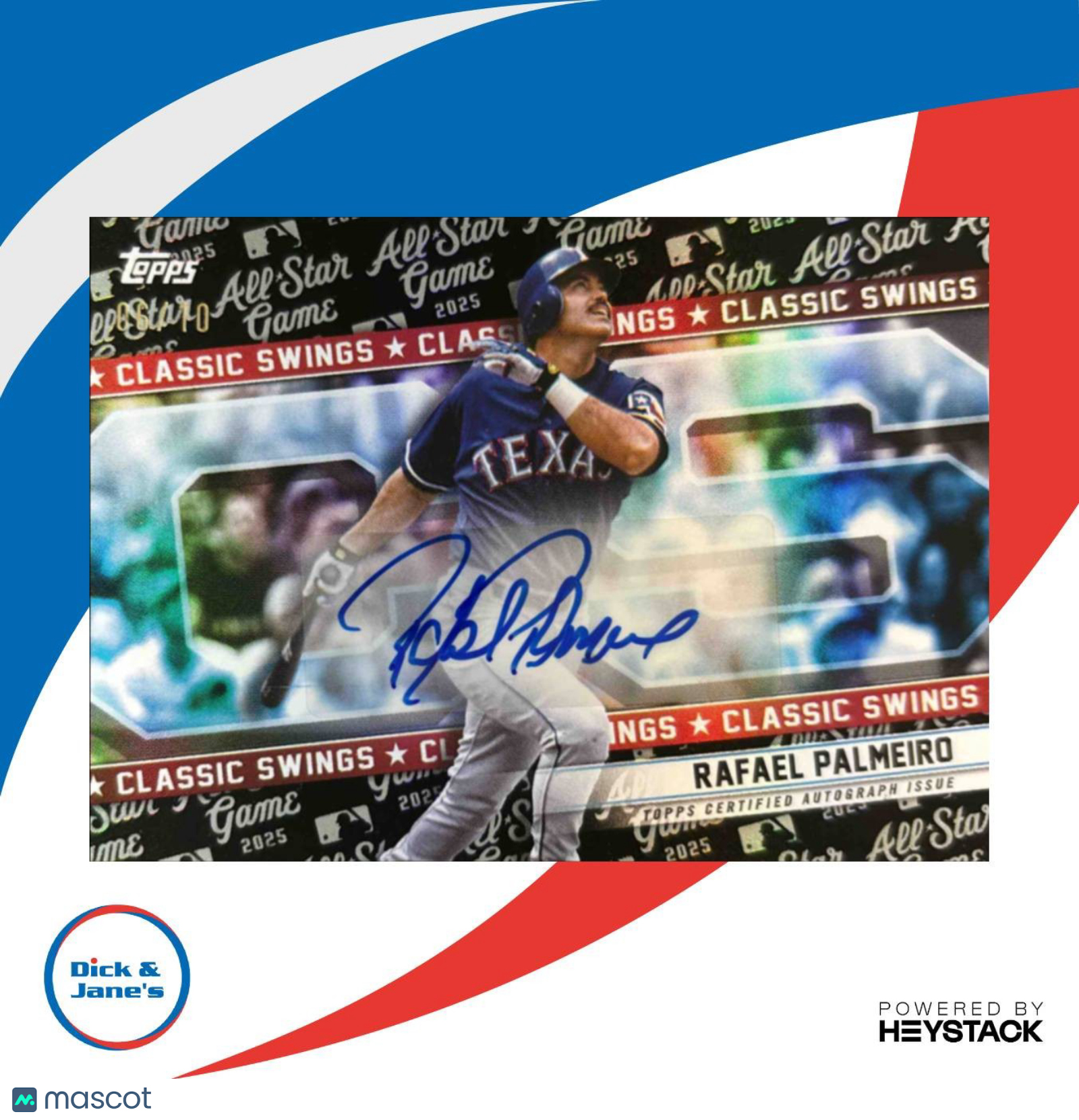 2025 Topps All-Star Game Mega Box Rafael Palmeiro Classic Swings Auto Black /10 - Sports Cards