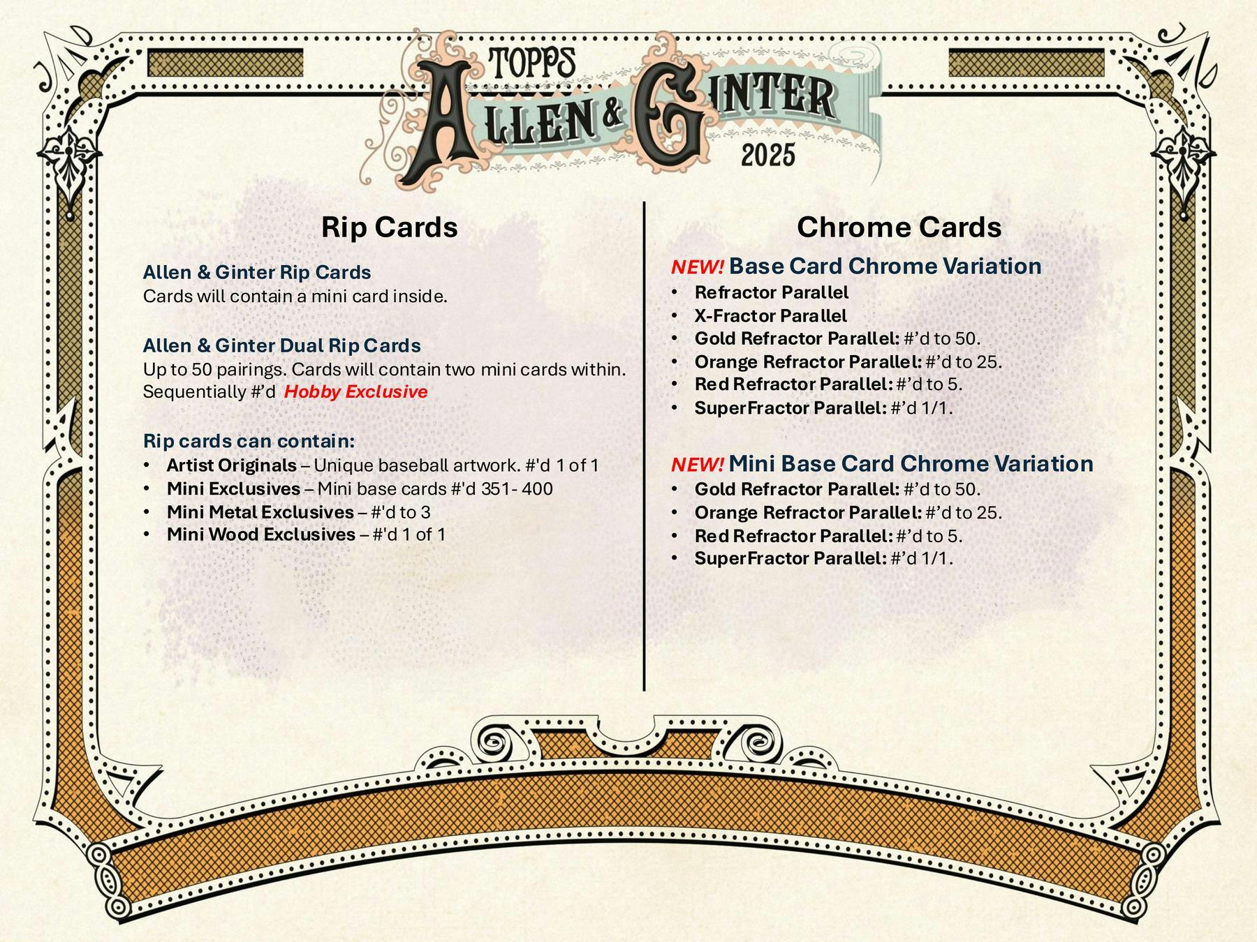 2025 Topps Allen and Ginter MLB Baseball Hobby Box (2 Hits)(24 Packs) - Sports Collectibles