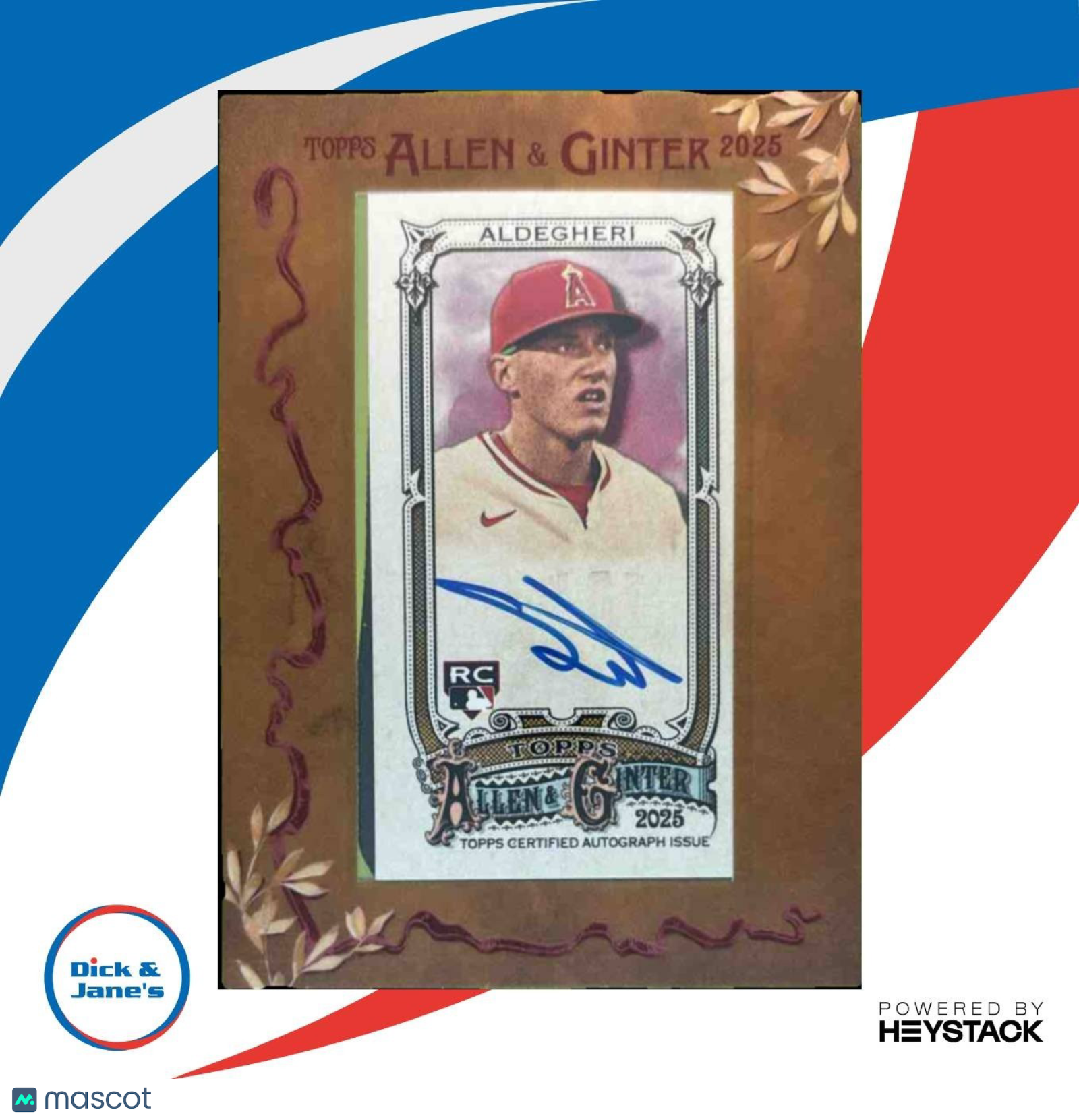 2025 Topps Allen & Ginter Samuel Aldegheri Framed Mini Baseball Auto Angels - Sports Cards
