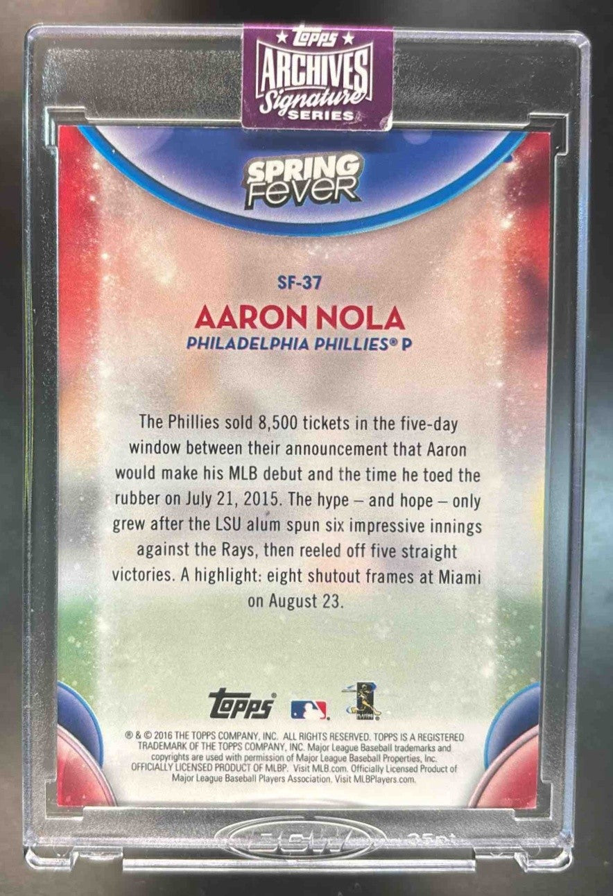 2025 Topps Archives Signatures Aaron Nola Buyback Auto 2016 Spring Fever 10/10 - Sports Cards