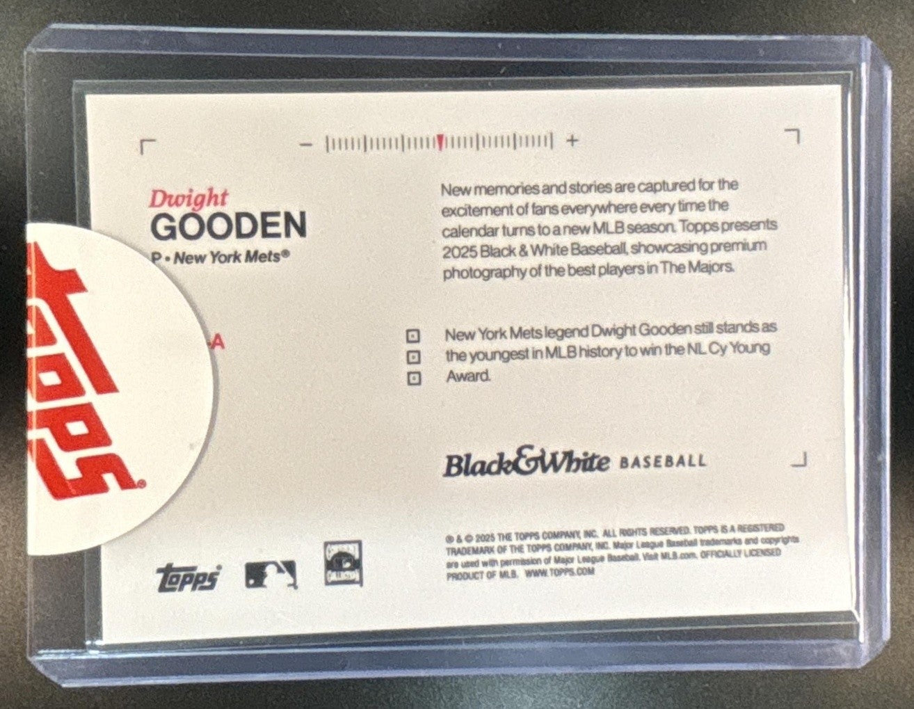 2025 Topps Black and White Dwight Gooden Sticker Auto Purple /25 New York Mets - Sports Cards