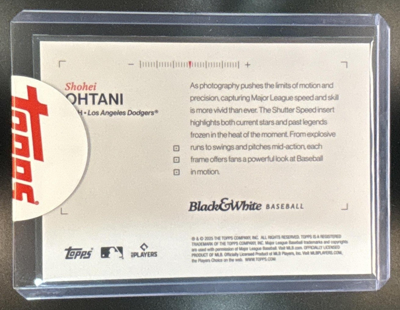 2025 Topps Black and White Shohei Ohtani Shutter Speed #SS1 Los Angeles Dodgers - Sports Cards