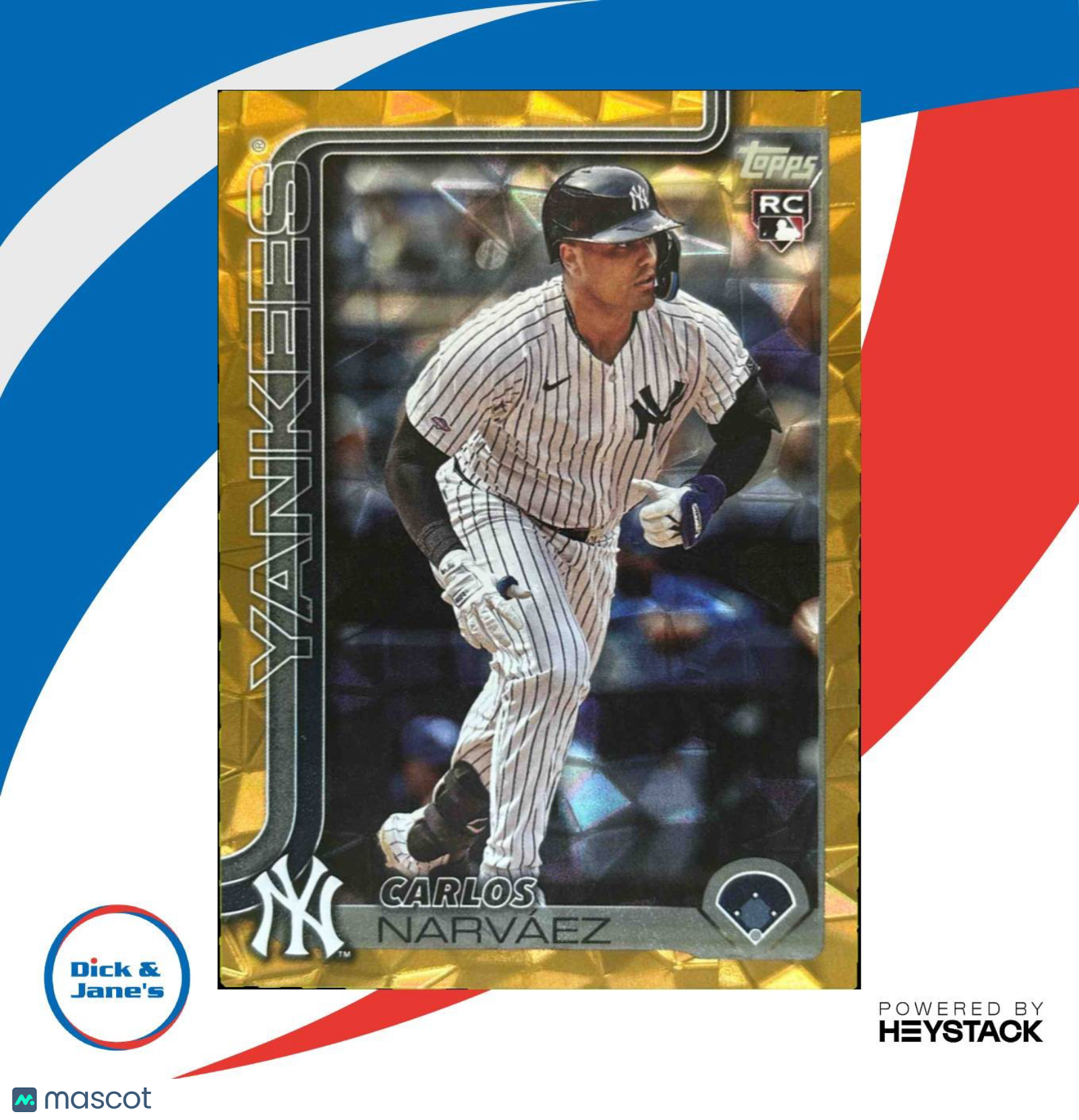 2025 Topps Carlos Narvaez Gold Holo Foil 21/50 #115 RC New York Yankees Rookie - Sports Cards