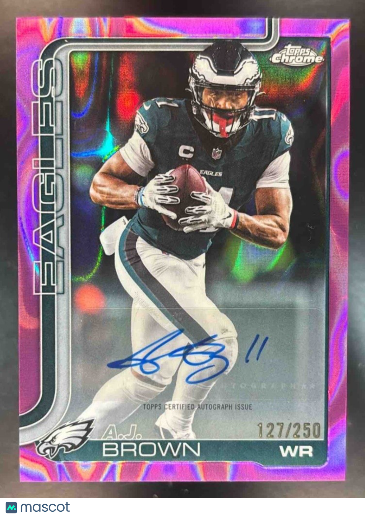 2025 Topps Chrome A.J. Brown Auto Pink Lava /250 #BA-AB Philadelphia Eagles - Sports Cards