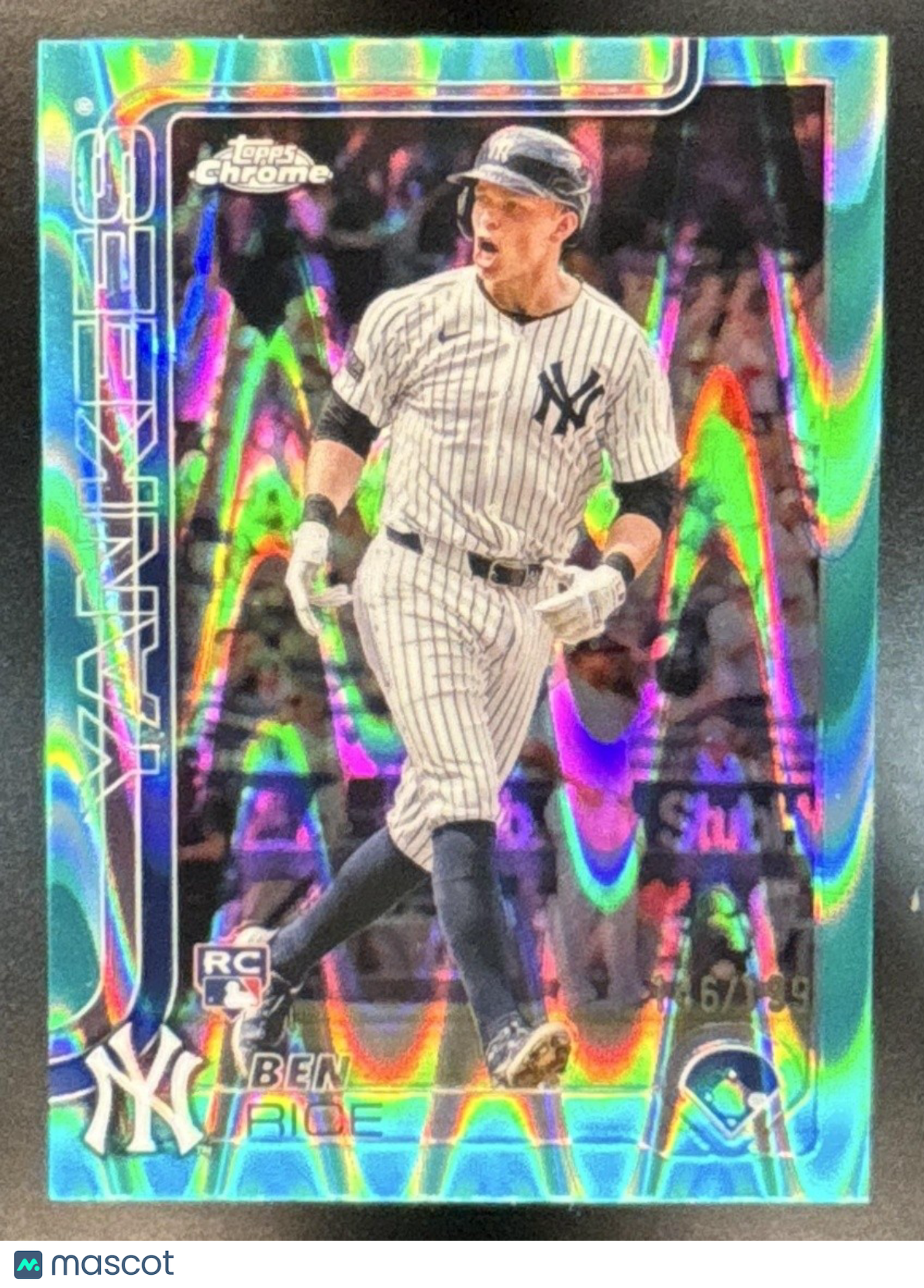 2025 Topps Chrome Ben Rice Aqua Lava Refractor /199 #139 RC New York Yankees - Sports Cards