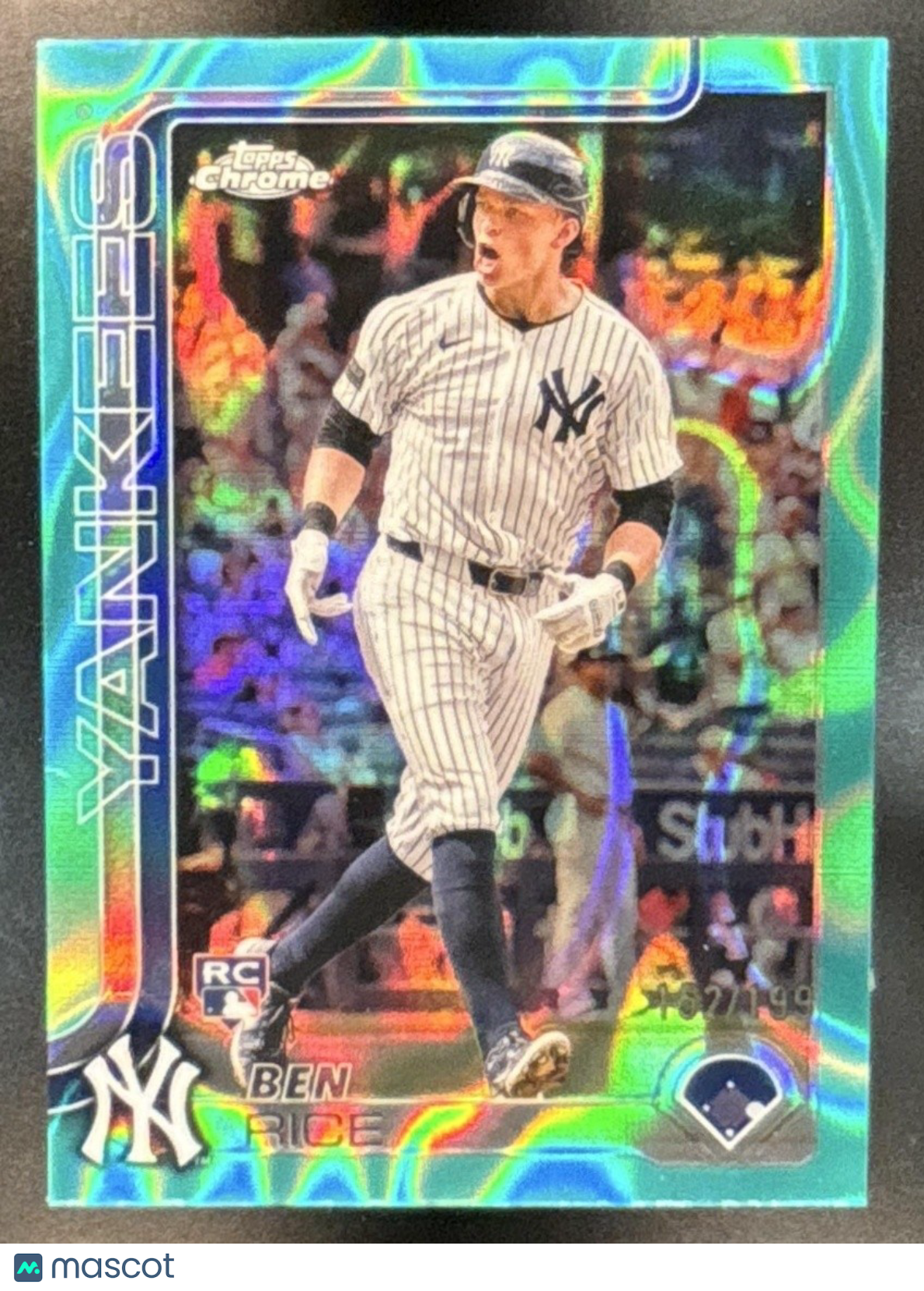 2025 Topps Chrome Ben Rice Aqua Lava Refractor /199 #139 RC New York Yankees - Sports Cards