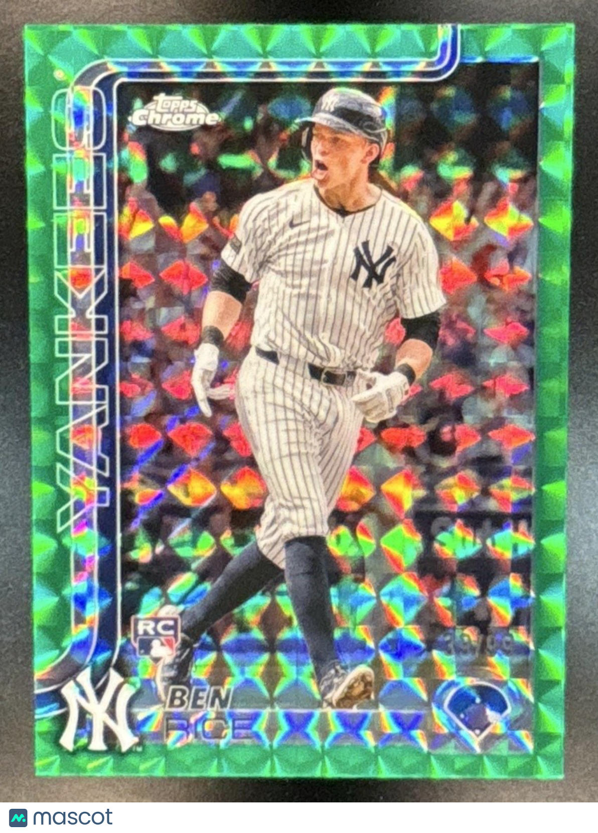 2025 Topps Chrome Ben Rice Green Geometric Refractor /99 #139 RC Yankees - Sports Cards