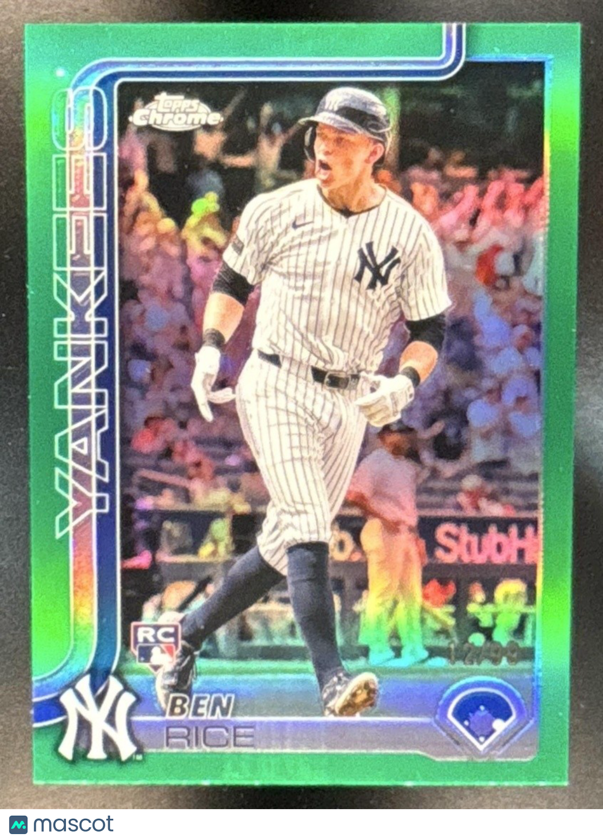2025 Topps Chrome Ben Rice Green Refractor /99 #139 RC New York Yankees - Sports Cards