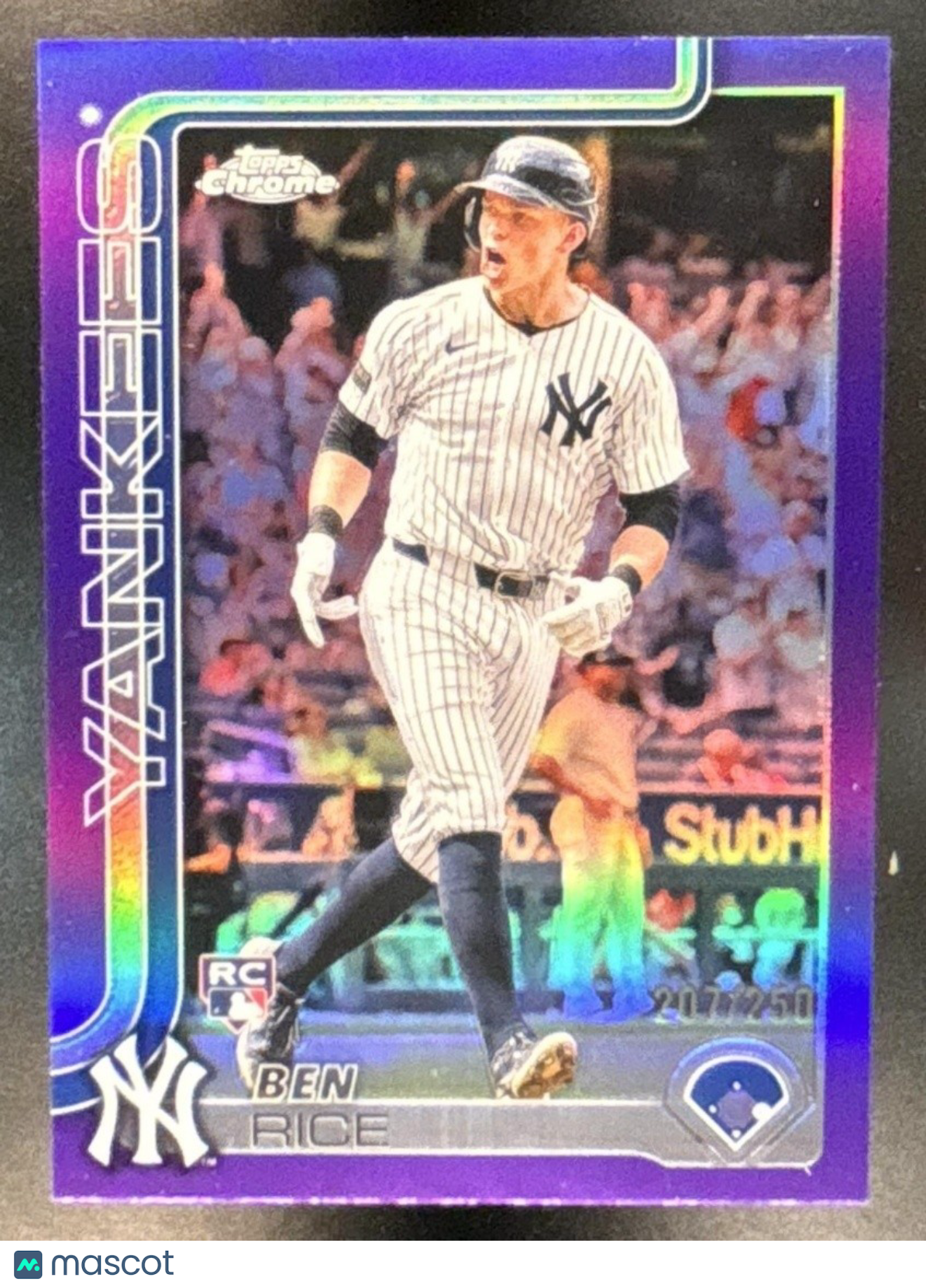 2025 Topps Chrome Ben Rice Purple Refractor /250 #139 RC New York Yankees - Sports Cards