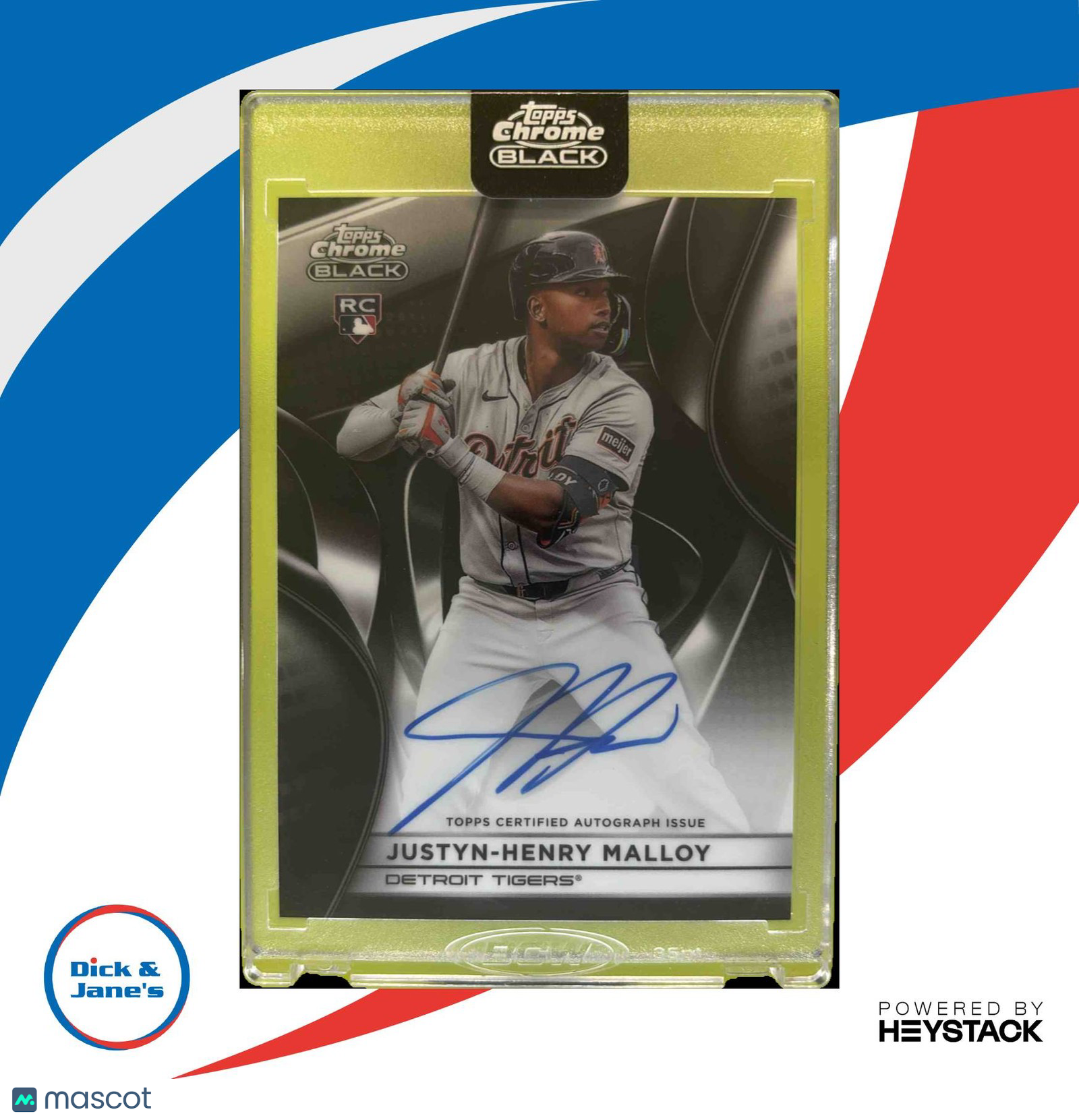 2025 Topps Chrome Black Justyn-Henry Malloy Auto #CBA-JMA RC Detroit Tigers - Sports Cards