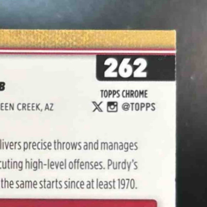 2025 Topps Chrome Brock Purdy Football Leather #262 San Francisco 49ers - Sports Cards