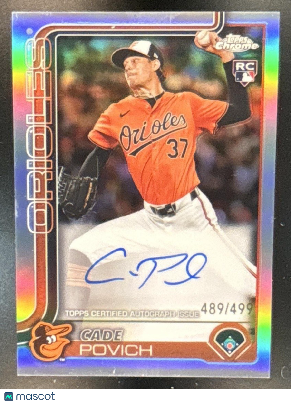 2025 Topps Chrome Cade Povich Rookie Auto Refractor /499 RC Baltimore Orioles - Sports Cards