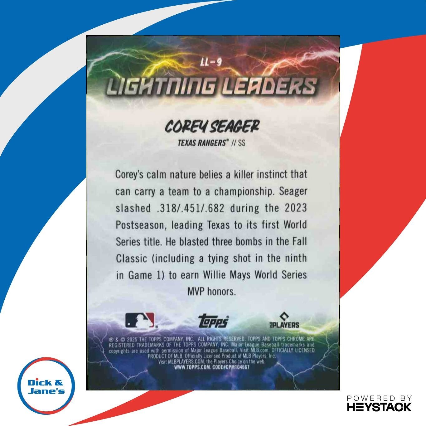 2025 Topps Chrome Corey Seager Lightning Leaders #LL-9 Texas Rangers - Sports Cards