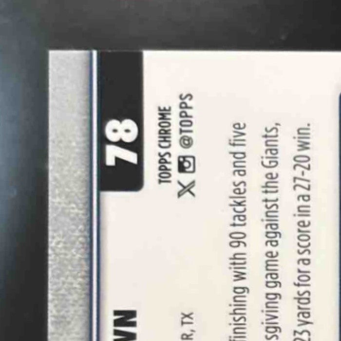 2025 Topps Chrome DeMarvion Overshown Football Leather Black 10/10 Dallas Cowboy - Sports Cards