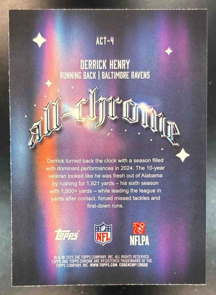 2025 Topps Chrome Derrick Henry All Team Pink Refractor /250 Baltimore Ravens - Sports Cards