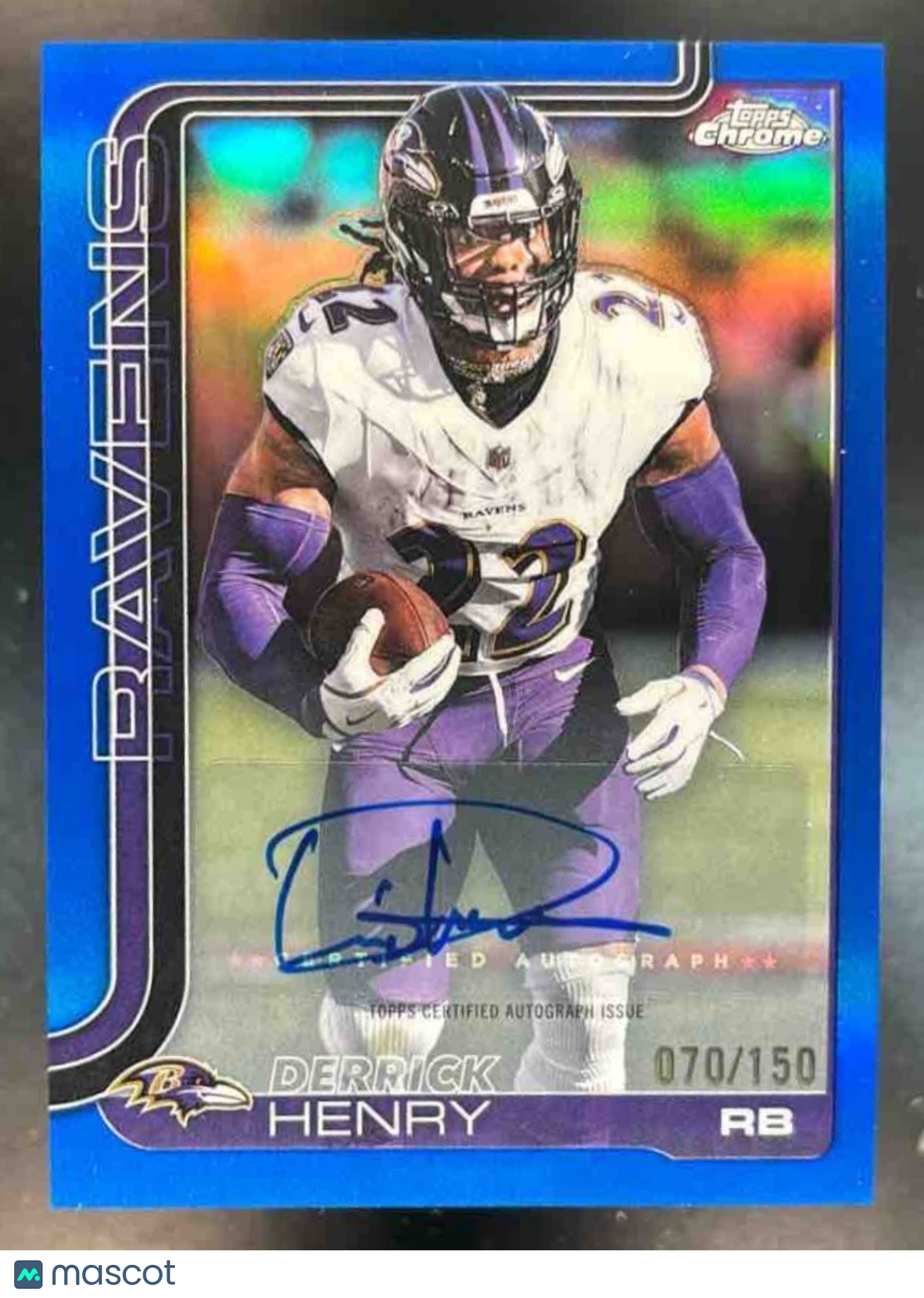 2025 Topps Chrome Derrick Henry Auto Blue Refractor