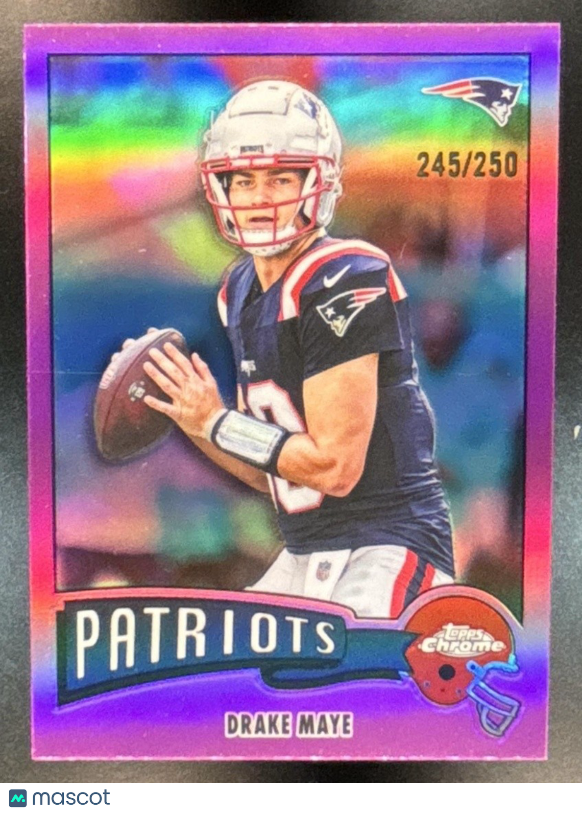 2025 Topps Chrome Drake Maye 1975 Pink Refractor /250 New England Patriots - Sports Cards