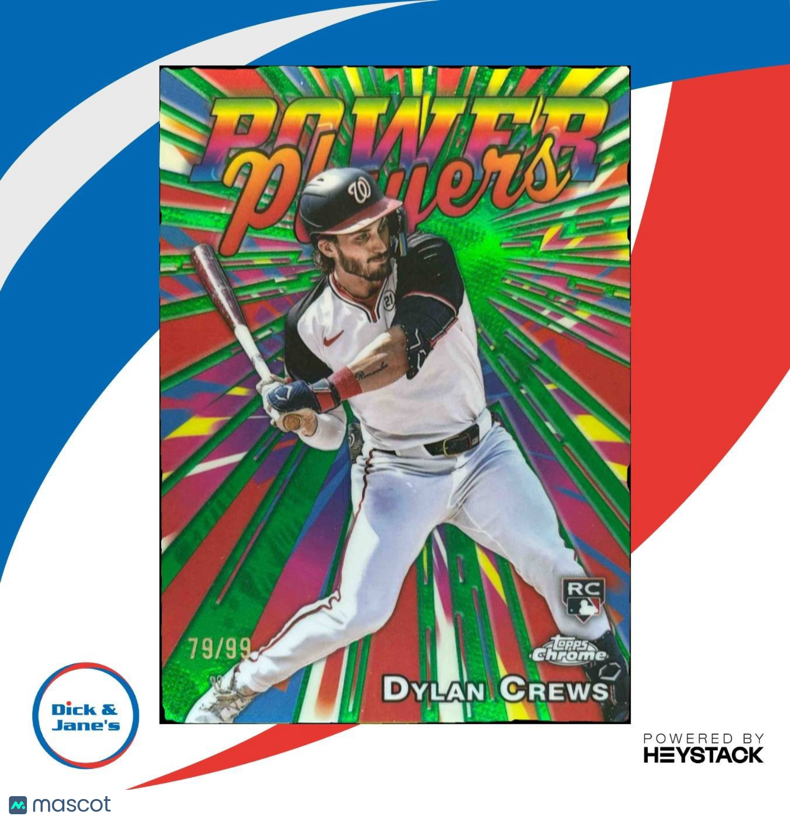 2025 Topps Chrome Dylan Crews Power Players Green Refractor /99 Nationals - Sports Cards