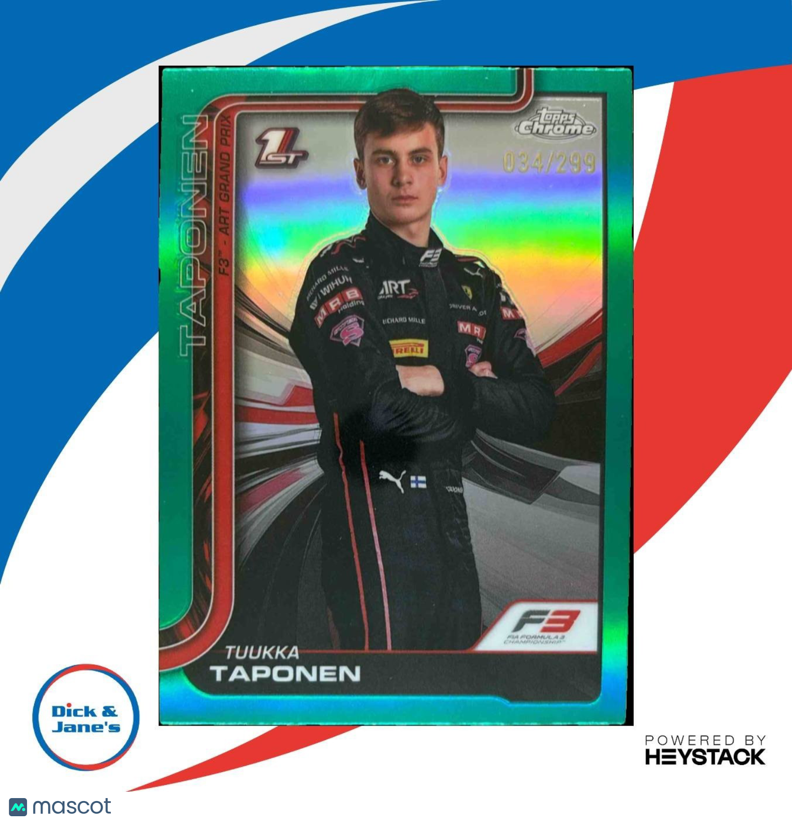 2025 Topps Chrome Formula 1 Tuukka Taponen Teal Refractor 34/299 #62 - Sports Cards