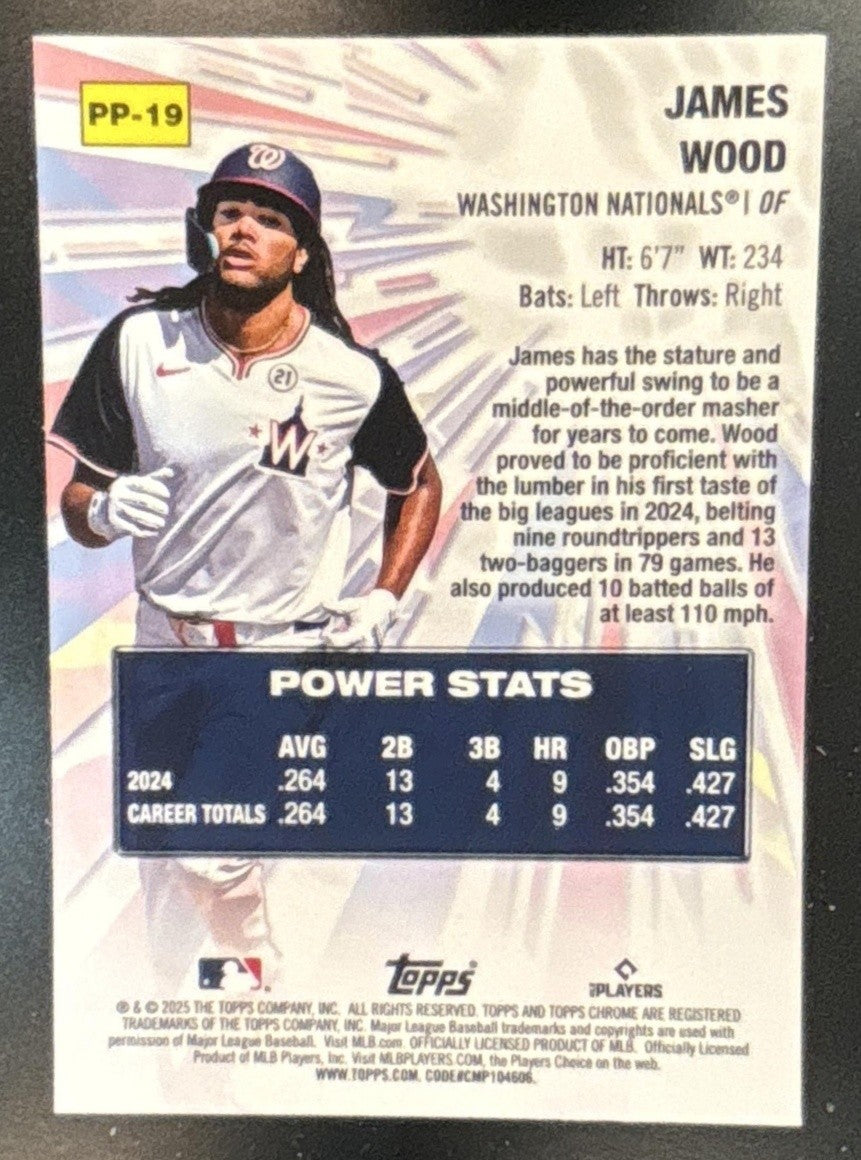 2025 Topps Chrome James Wood Power Players #PP-19 Washington Nationals - Sports Cards