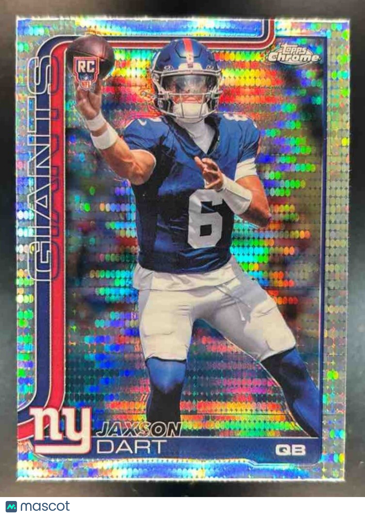 2025 Topps Chrome Jaxson Dart Rookie Prism Refractor #306 RC New York Giants - Sports Cards