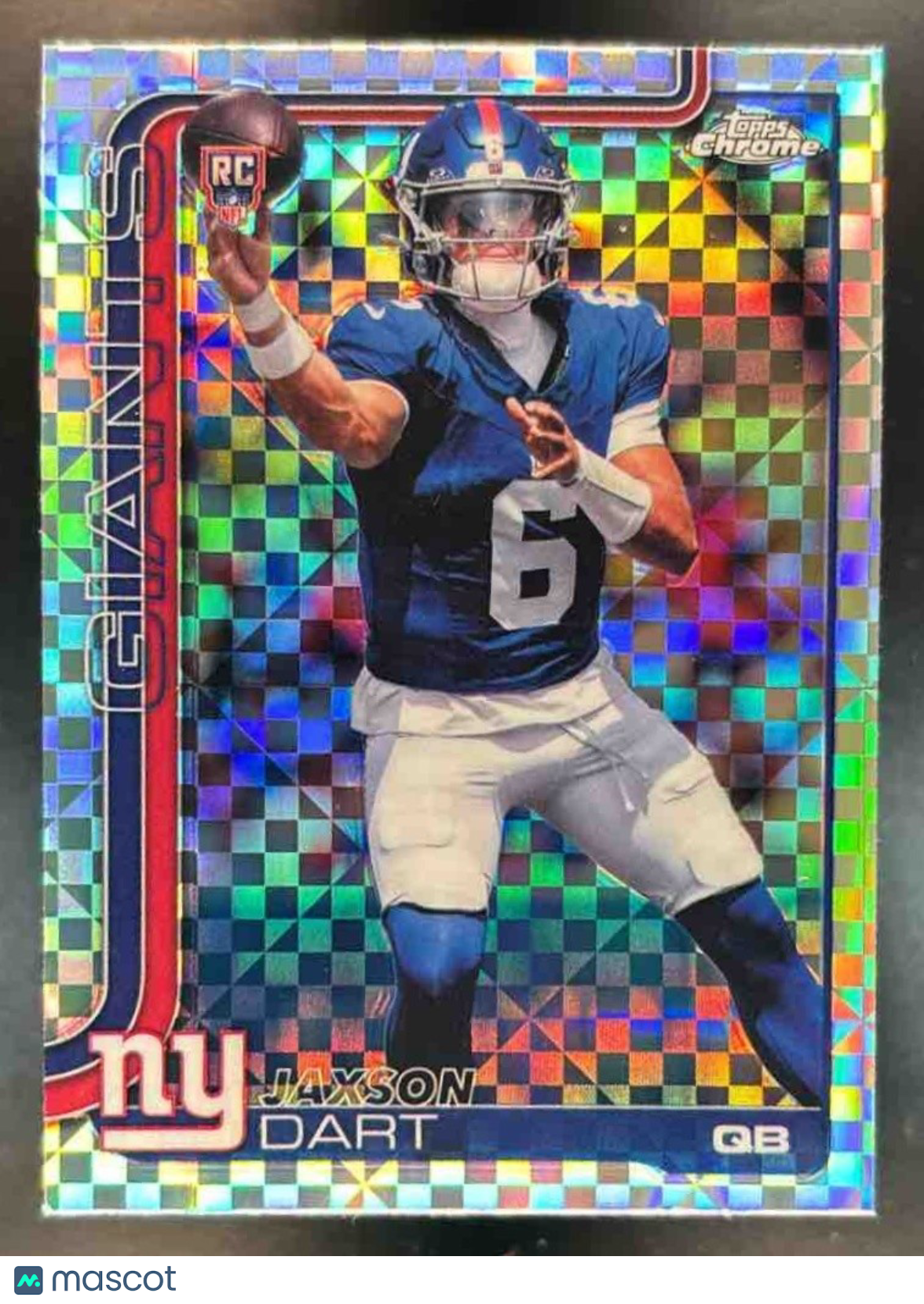 2025 Topps Chrome Jaxson Dart Rookie X-Fractor #306 RC New York Giants - Sports Cards