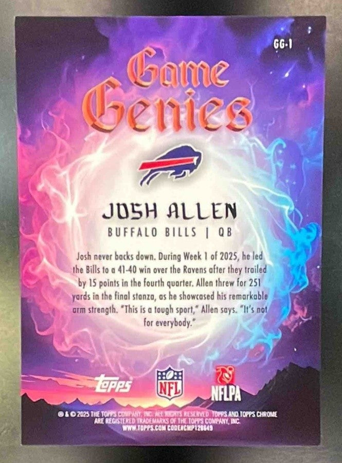 2025 Topps Chrome Josh Allen #GG-1 Game Genies SSP Buffalo Bills Case HIt! - Sports Cards