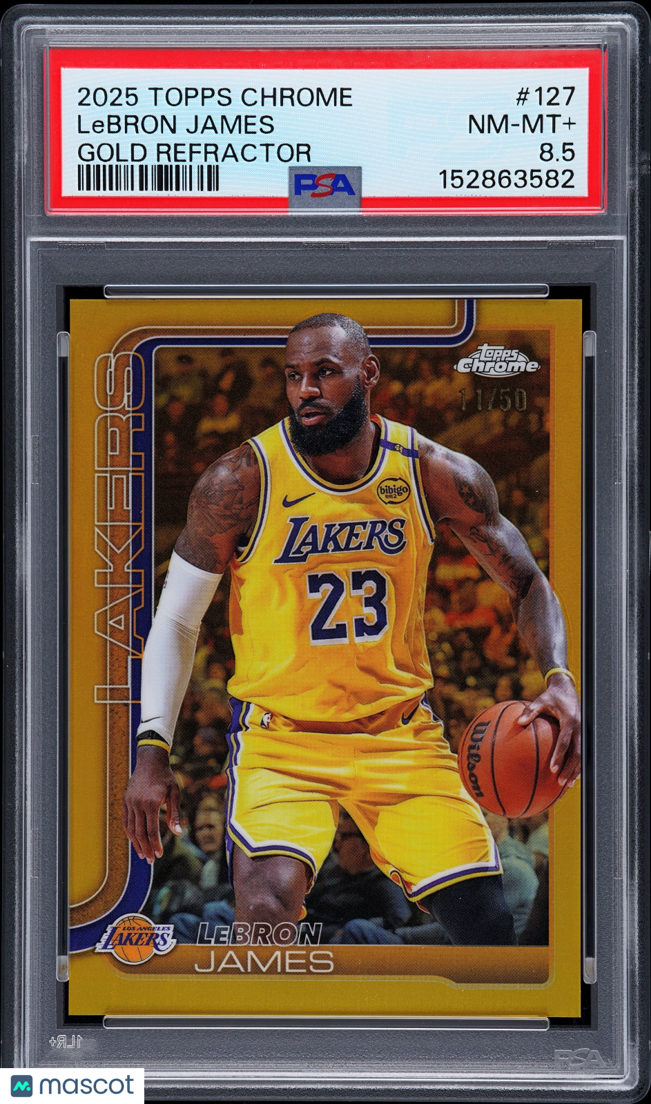 2025 Topps Chrome LeBron James Gold Refractor 11/50 #127 PSA 8.5 Lakers - Graded Sports Cards