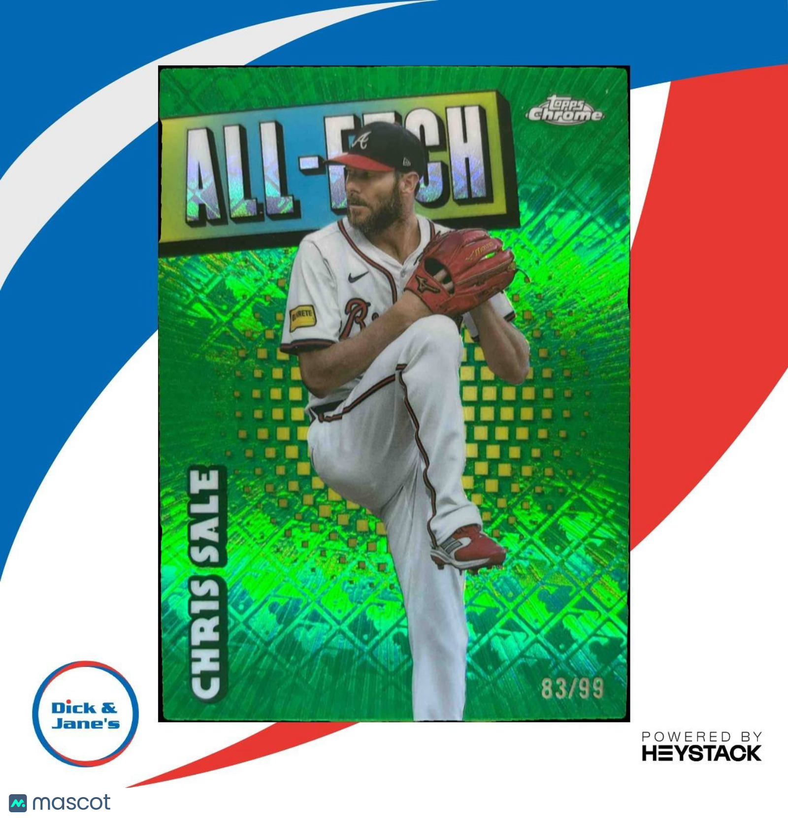 2025 Topps Chrome LogoFractor Chris Sale All-Etch Green /99 Atlanta Braves - Sports Cards