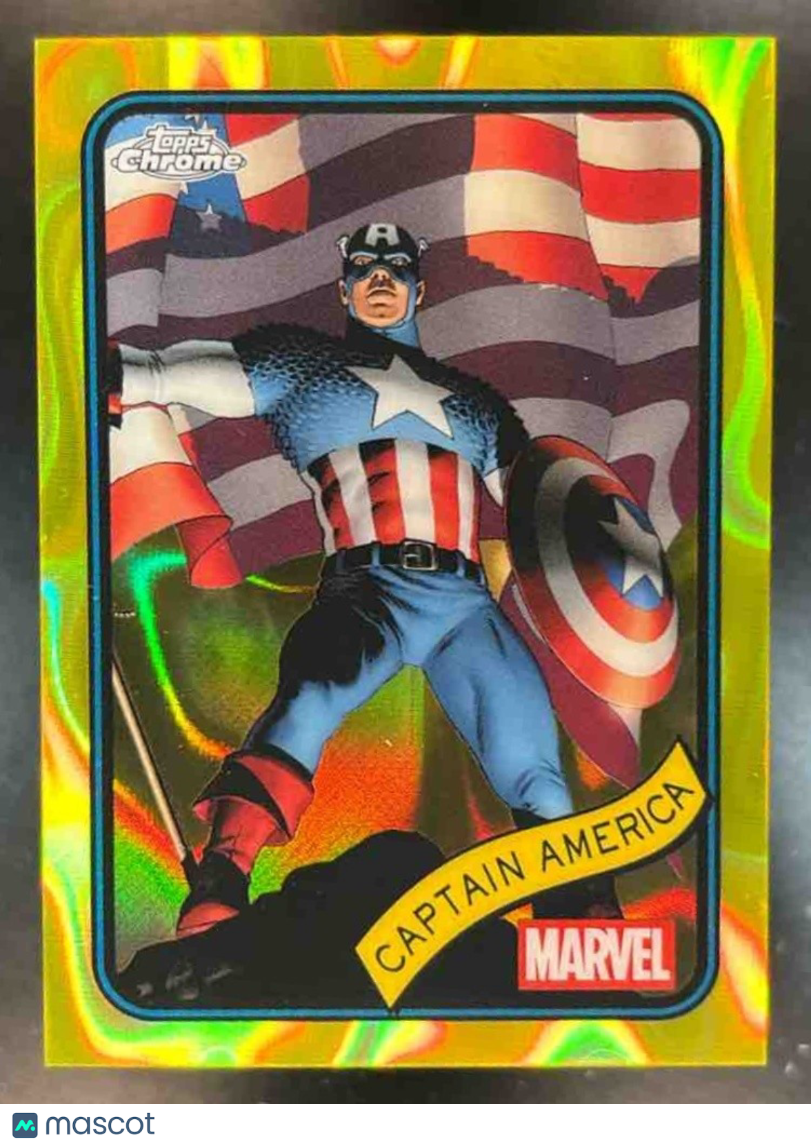 2025 Topps Chrome Marvel Captain America Yellow Lava Refractor #185 - Non-Sports Cards