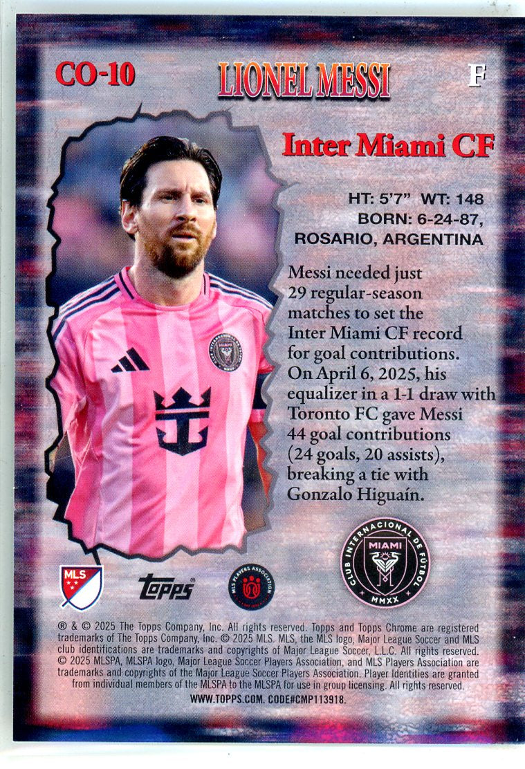 2025 Topps Chrome MLS Class of Their Own Lionel Messi Black 04/10 Inter Miami CF - Sports Cards